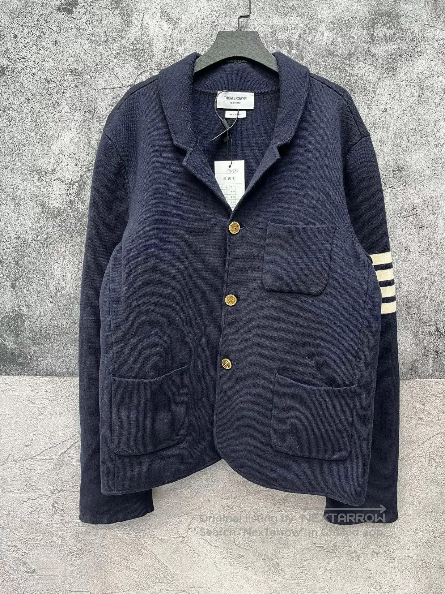 Thom Browne thom browne navy wool knit jacket. Size US L / EU 52-54 / 3 - 1 Thumbnail