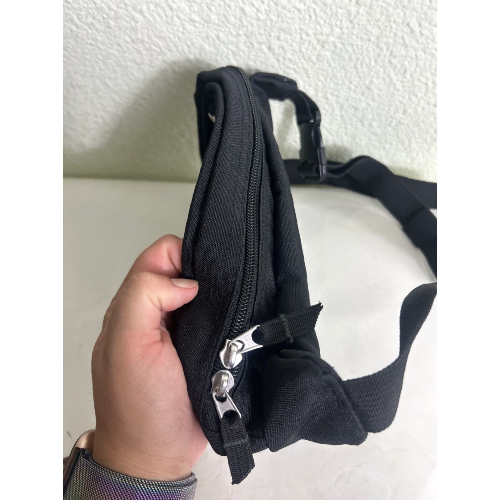 Jansport VINTAGE JANSPORT Fanny Pack Hip Bag Black Double Zip Unisex Adults Nylon Bag Size ONE SIZE - 7 Thumbnail