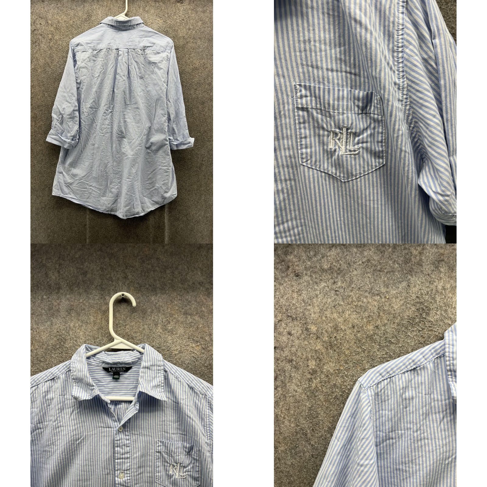 Ralph Lauren Lauren Ralph Lauren Shirt Womens Medium Blue Stripe Button Long Sleeve Casual Shirt Size M / US 6-8 / IT 42-44 - 8 Thumbnail