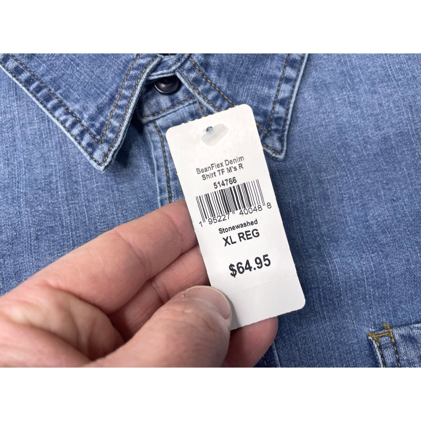 Vintage NWT L.L. Bean Shirt Mens XL Denim Casual Button-Up Long Sleeve Blue Cotton Spandex BeanFlex Untucked 514766 Size US XL / EU 56 / 4 - 4 Thumbnail