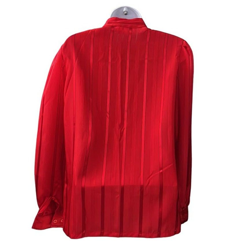 Vintage Career Guild 80s Red And Black Striped Blouse Size 10 Medium Size M / US 6-8 / IT 42-44 - 4 Thumbnail