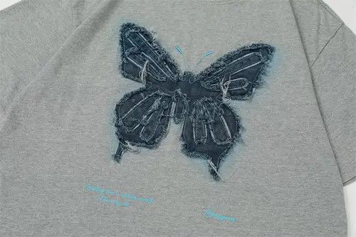 Japanese Brand Vintage washed butterfly embroidery casual cotton tee Size US L / EU 52-54 / 3 - 4 Thumbnail