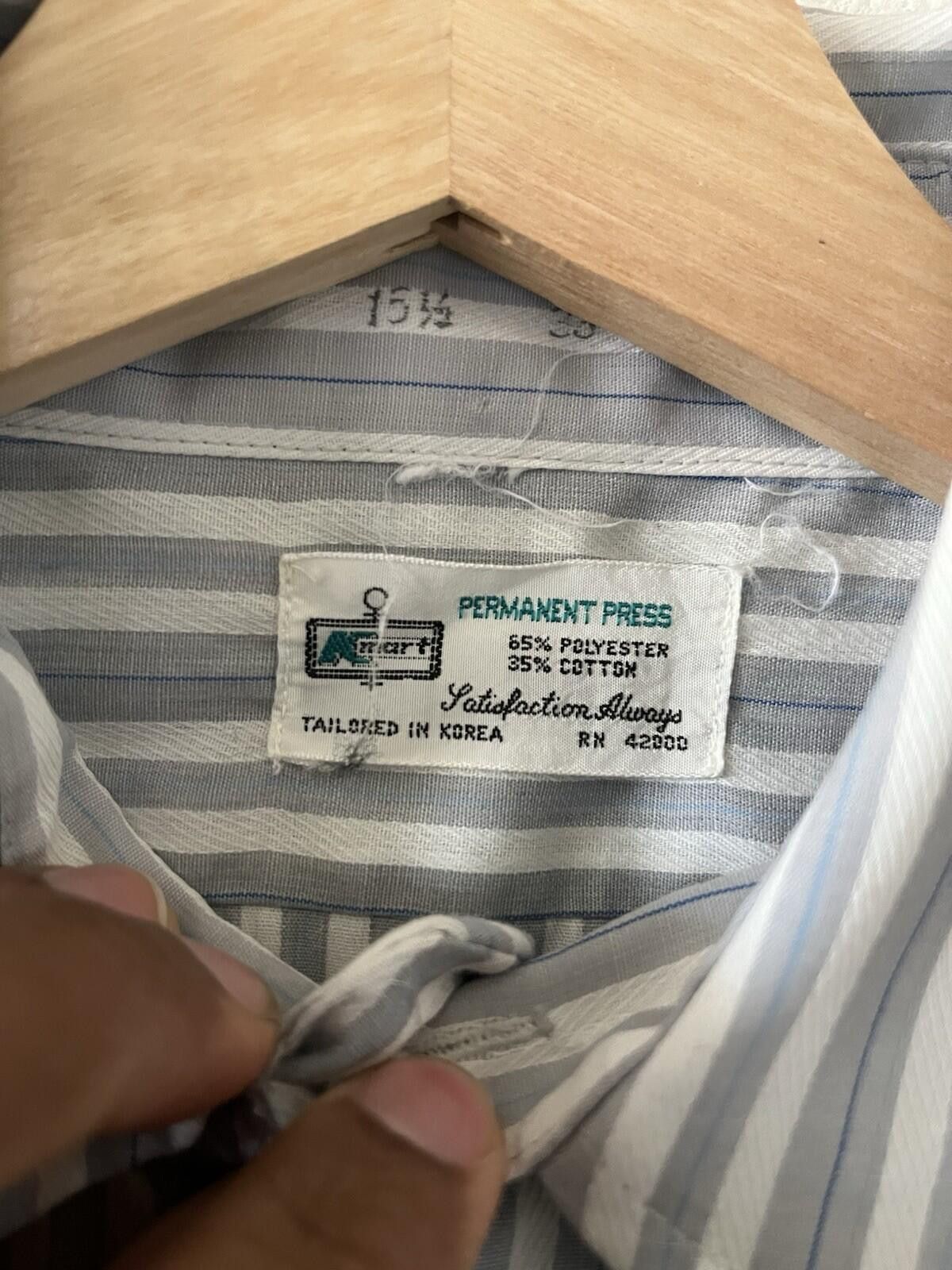 Kartik Research Vintage Kmart Permanent Press Striped Dress Shirt 15.5 Size 44R - 2 Thumbnail
