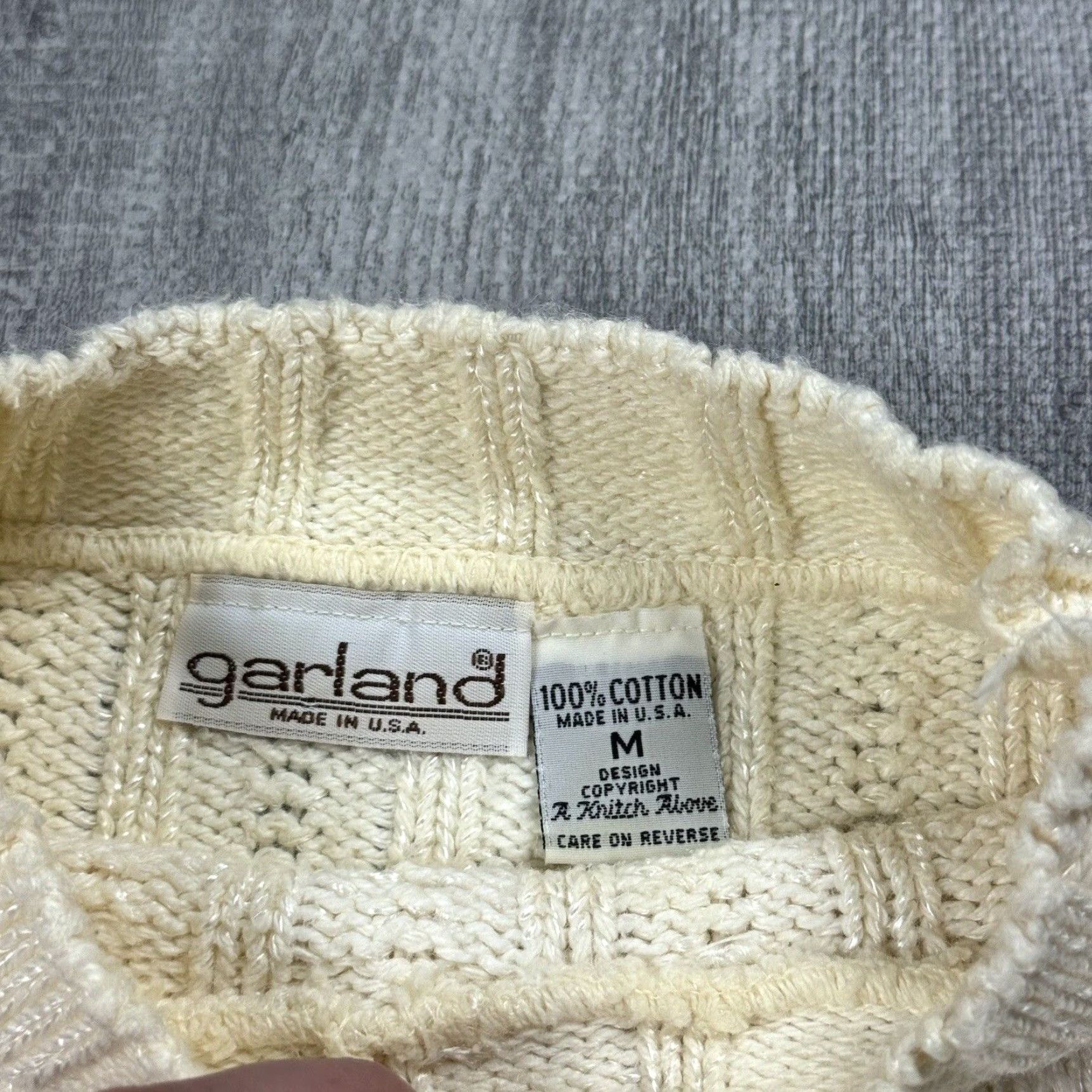 Vintage Vintage Garland USA Women's 90s Y2K Oversized Crop Sweater Pullover Knit Ivory M Size M / US 6-8 / IT 42-44 - 4 Thumbnail