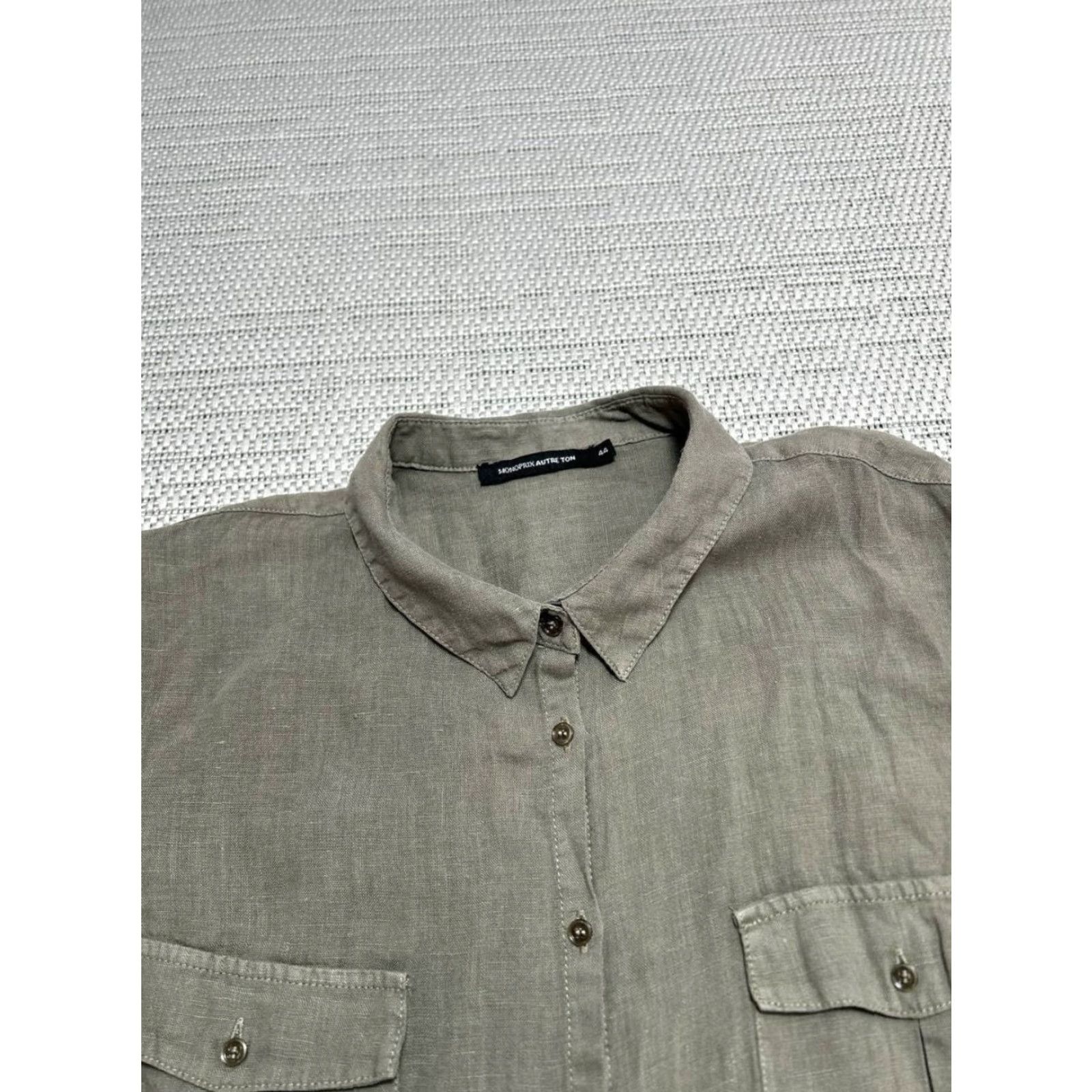 Vintage Monoprix Shirt Mens L Brown Linen Button-Up Size US L / EU 52-54 / 3 - 2 Thumbnail