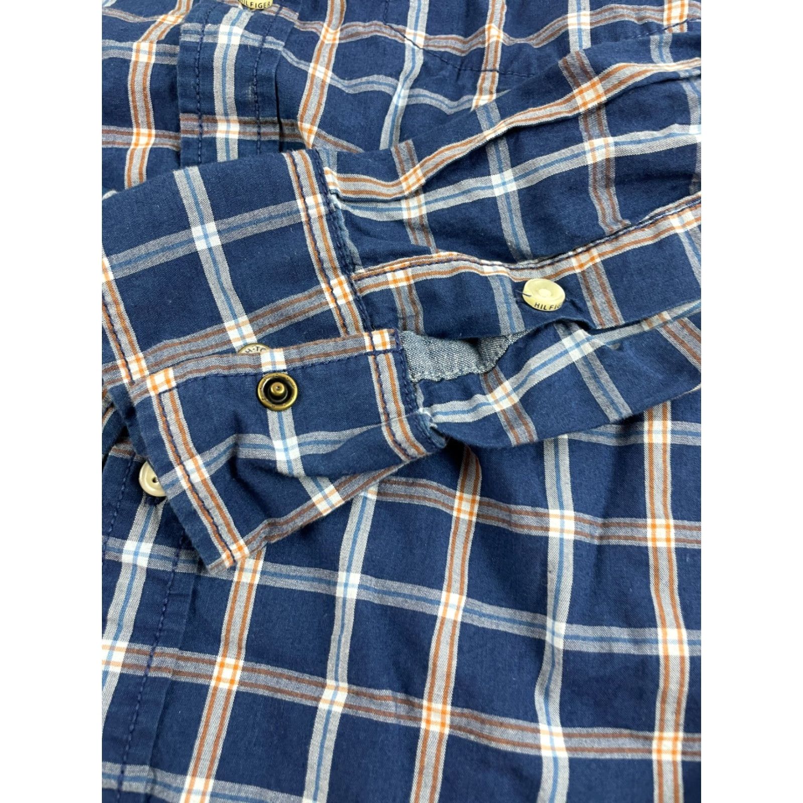 Tommy Hilfiger Tommy Hilfiger Shirt Men's Size S Navy Blue Orange Plaid Custom Fit Button Up Size US S / EU 44-46 / 1 - 3 Thumbnail
