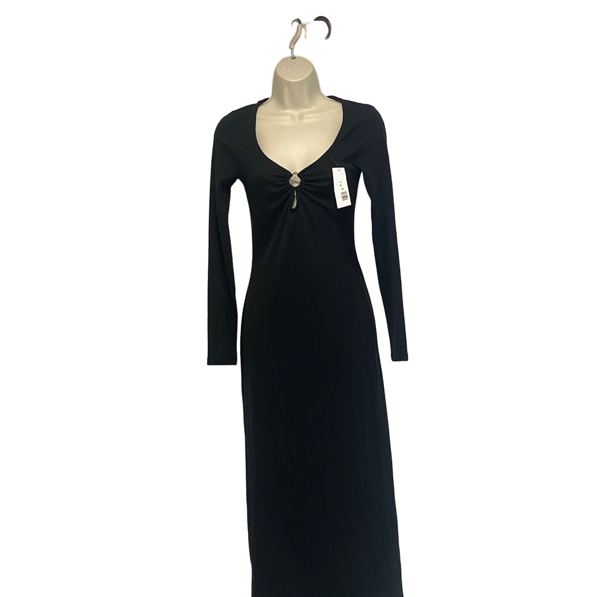 Topshop Topshop ring ribbed midi dress in black, XS (US 0-2) Size XS / US 0-2 / IT 36-38 - 12 Thumbnail