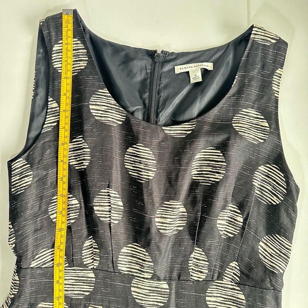 Banana Republic Banana Republic Tan Polka Dot Black Linen Fit Flare Dress 10 Size L / US 10 / IT 46 - 12 Thumbnail