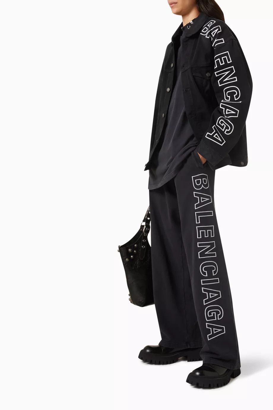 Balenciaga o1w1db10425 Dup / Outline Large Fit Jacket in Black Size XL / US 12-14 / IT 48-50 - 3 Thumbnail