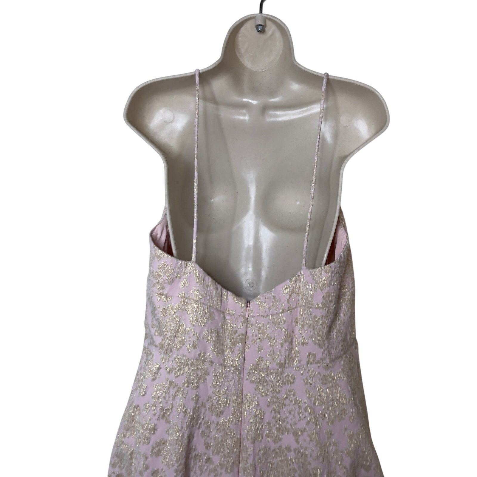 Badgley Mischka Pink Golden Hue Jaquard Mini Dress sz 16