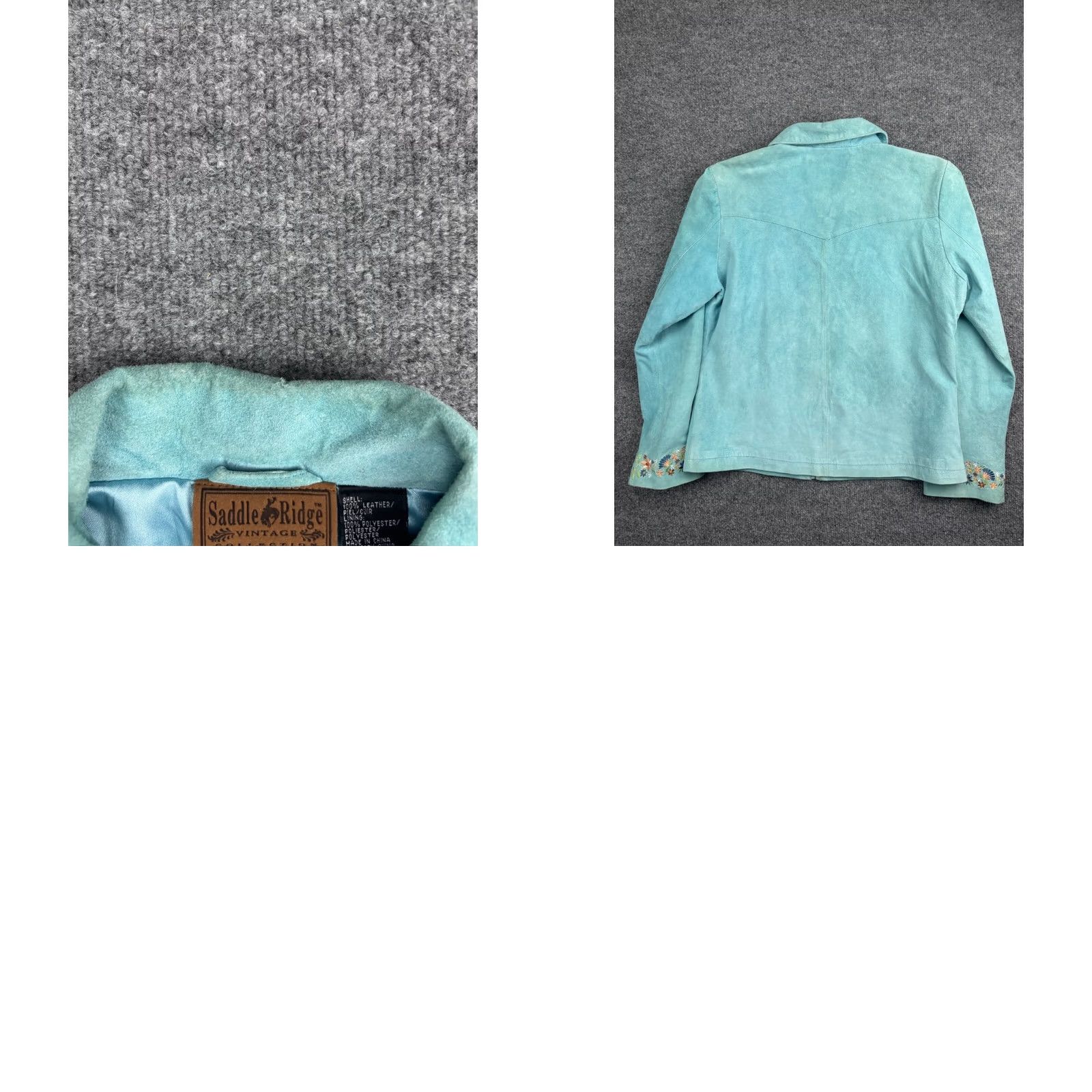 Vintage Saddle Ridge Vintage Leather Jacket Women's M Blue Floral Zip Jacket Size M / US 6-8 / IT 42-44 - 8 Thumbnail