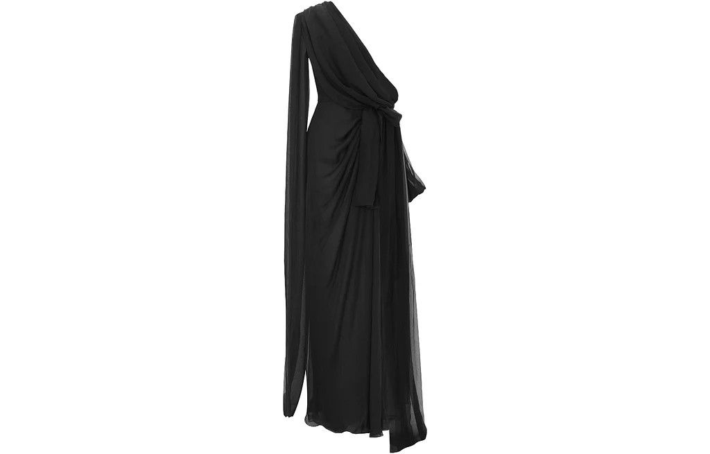 Saint Laurent Paris o1bcso1str1125 Drapped One Shoulder Gown in Black Size XS / US 0-2 / IT 36-38 - 1 Thumbnail