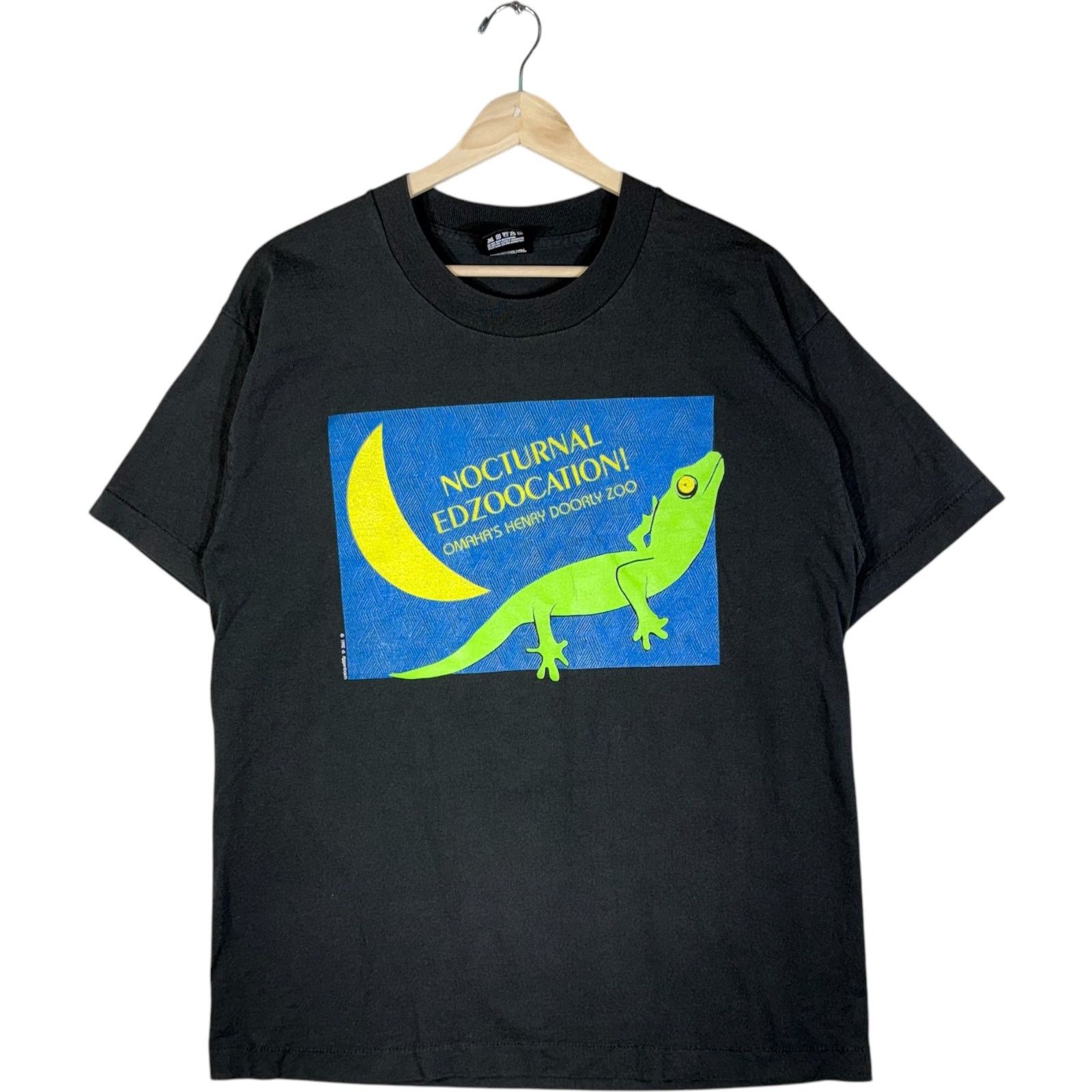 Fruit Of The Loom Vintage Omaha Zoo Nocturnal Lizard Tee Large Size US L / EU 52-54 / 3 - 1 Thumbnail