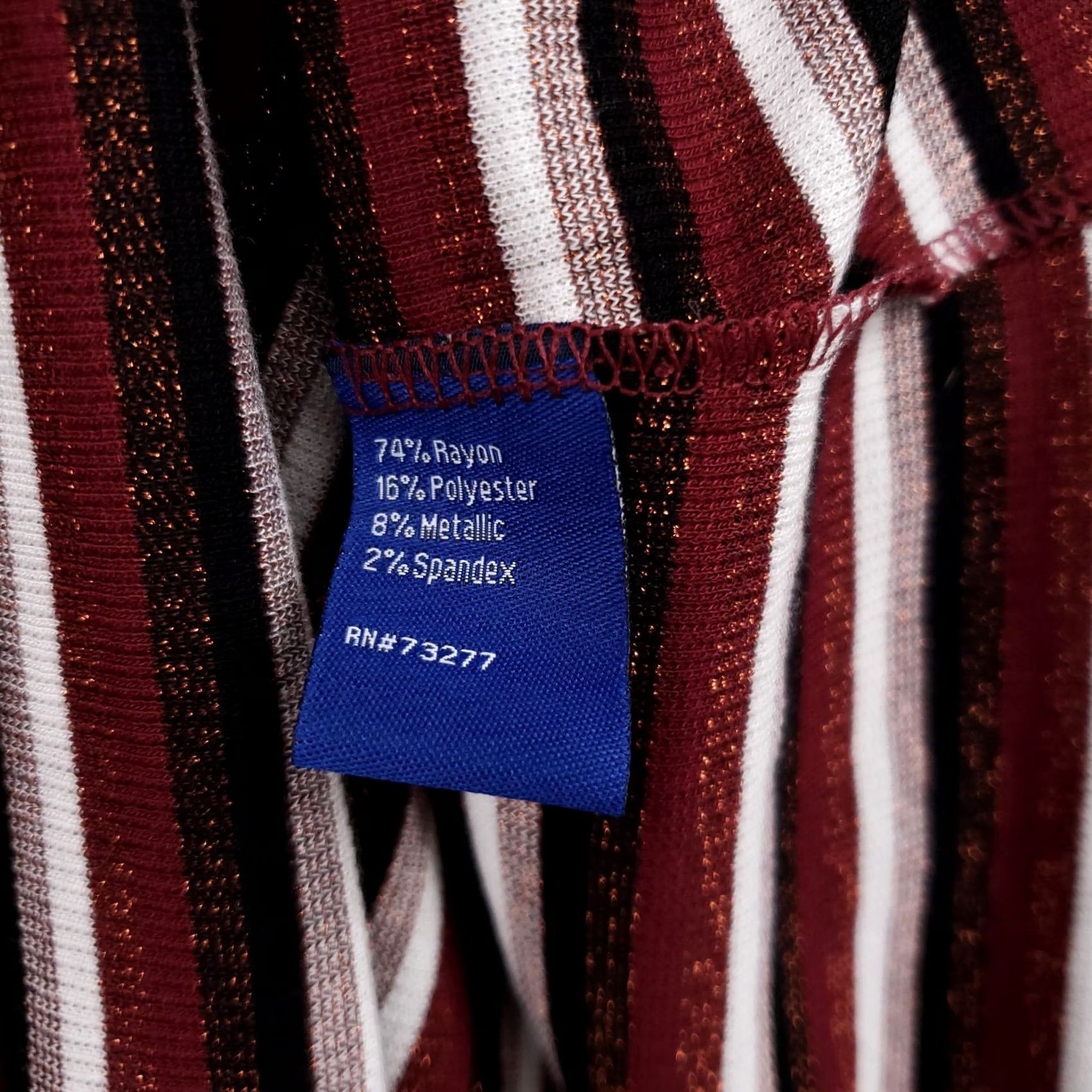 Apt. 9 Apt 9 Top Womens XL Red Striped Knit Ribbed Short Sleeve Pullover Stretch Casual Size XL / US 12-14 / IT 48-50 - 7 Thumbnail