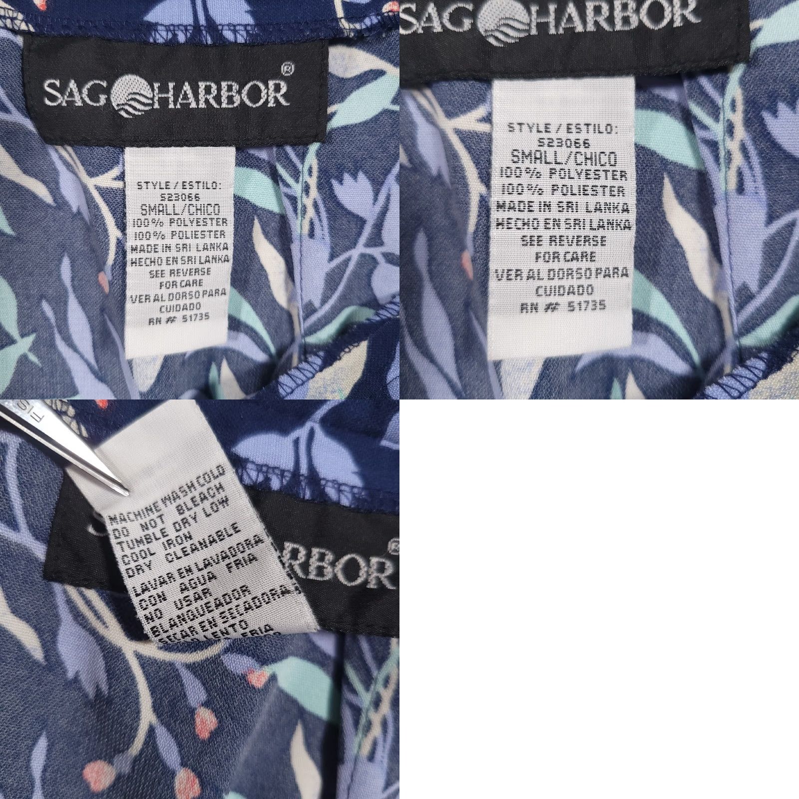 Vintage Sag Harbor Skirt Womens Small Blue Floral Back Zipper Elastic Stretch Long Conversation Size 28" / US 6 / IT 42 - 9 Thumbnail