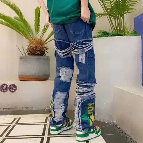 VIBE Ripped Stacked Cargo Jeans Pants Size US 32 / EU 48 - 6 Thumbnail