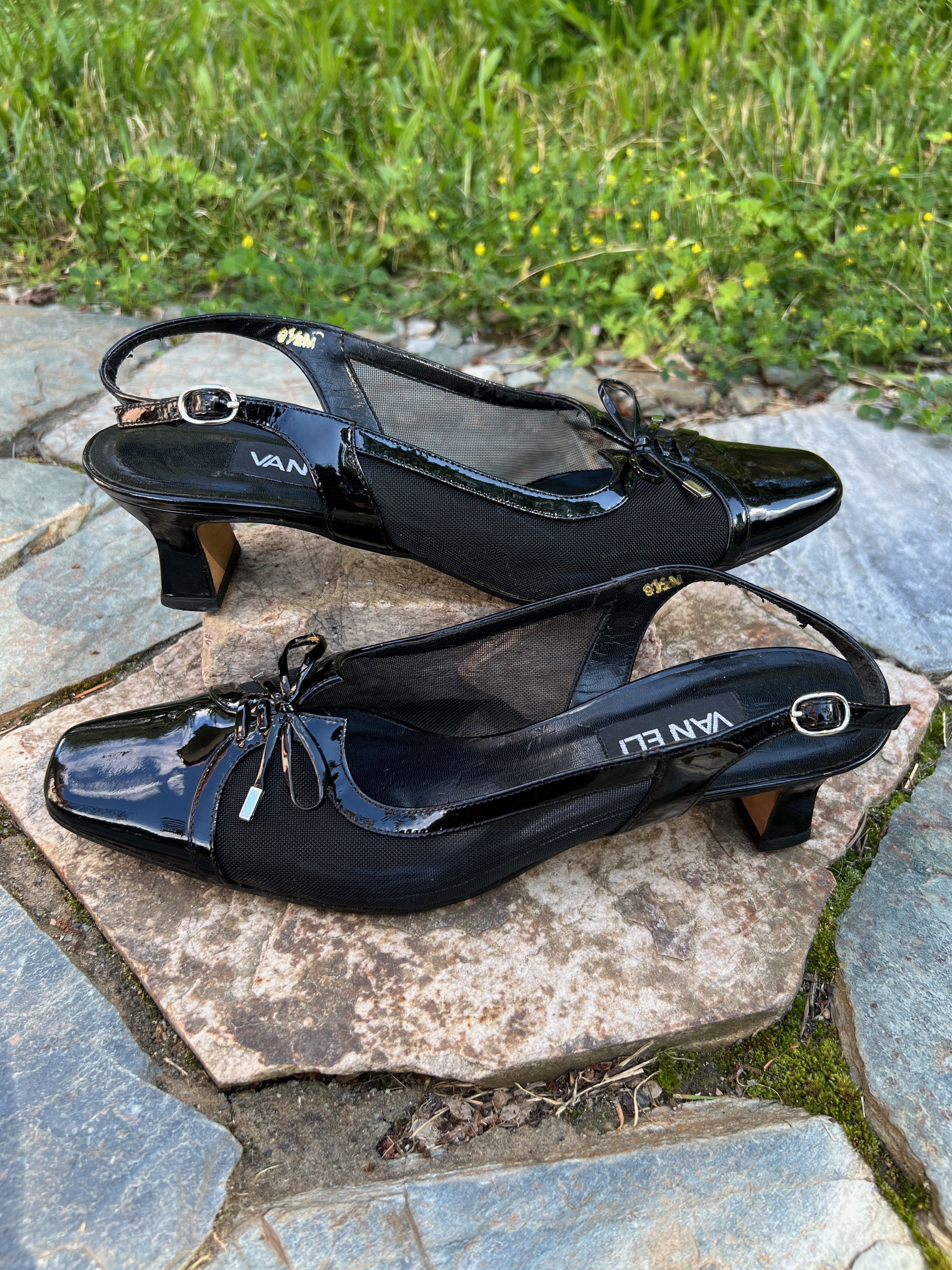 VANELI Black Mesh and Patent Sling Backs Size US 9.5 / IT 39.5 - 8 Thumbnail