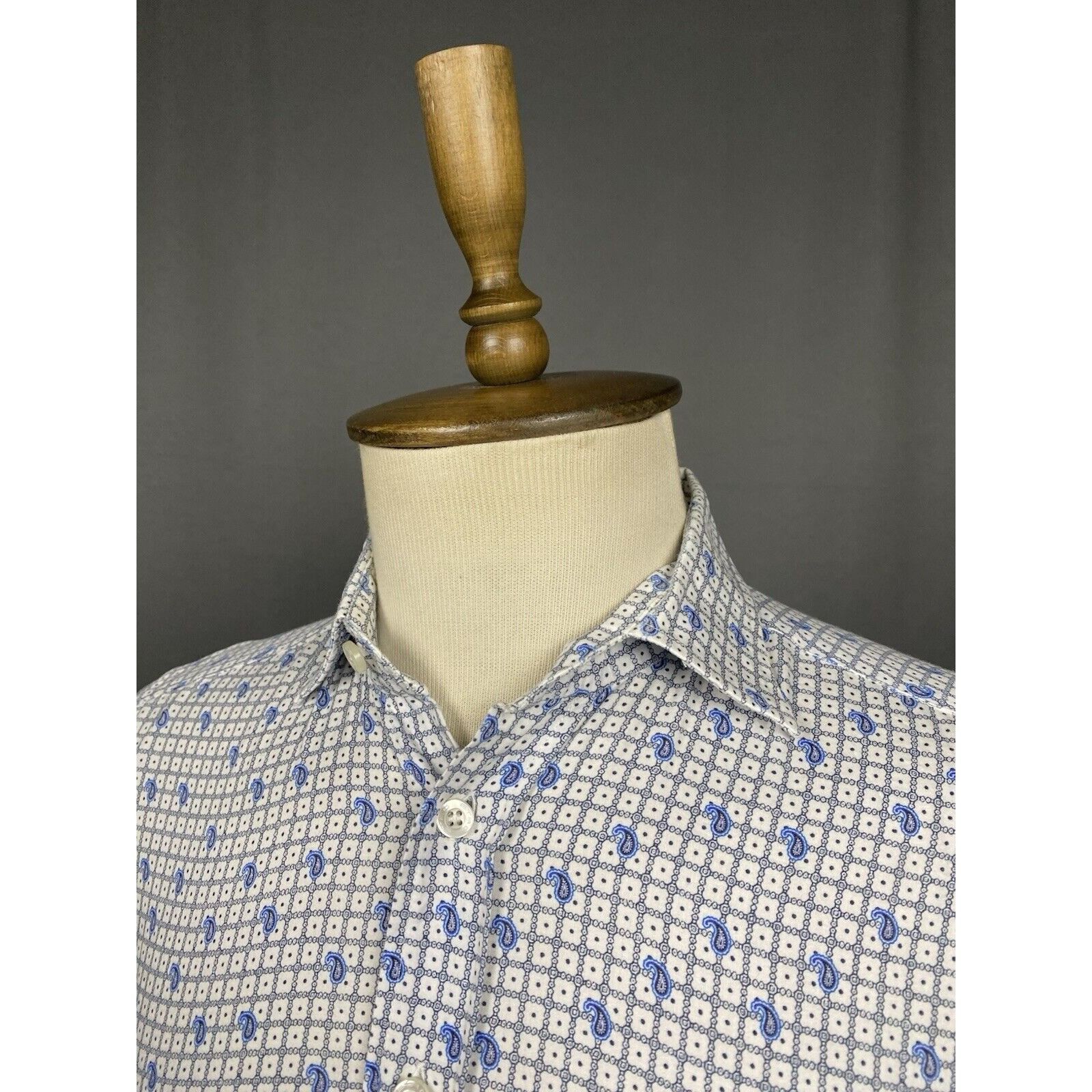 Etro Etro Paisley Men's White Blue Longsleeve Checked Shirt Size Size US S / EU 44-46 / 1 - 6 Thumbnail