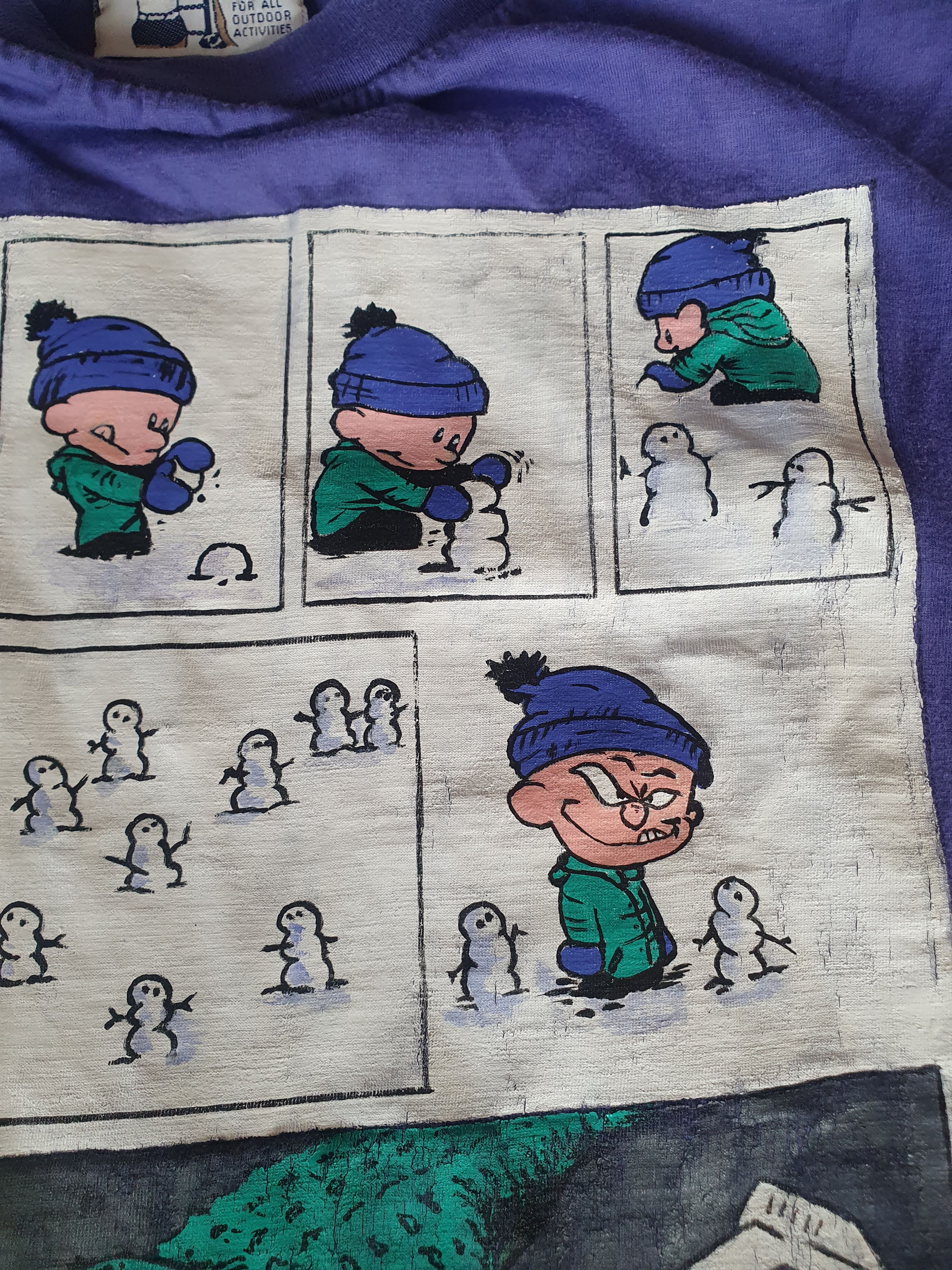 Anime × Vintage Calvin and Hobbes Snowman Comic Vintage t-shirt sz L/XL Size US L / EU 52-54 / 3 - 9 Thumbnail