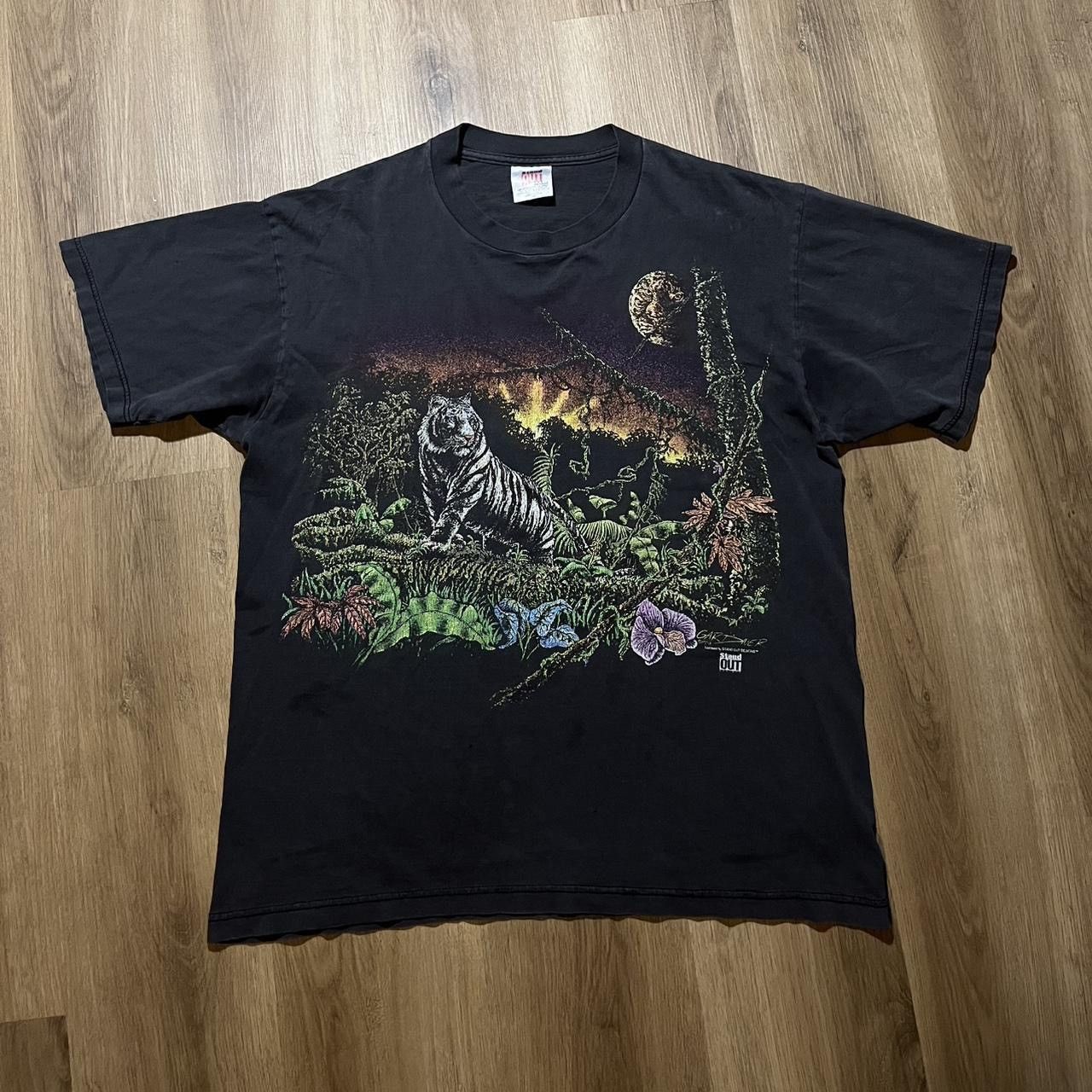 Vintage 🐅 1993 “Stand Out Designs” White Tiger Graphic Single Stitch Size US XL / EU 56 / 4 - 1 Thumbnail