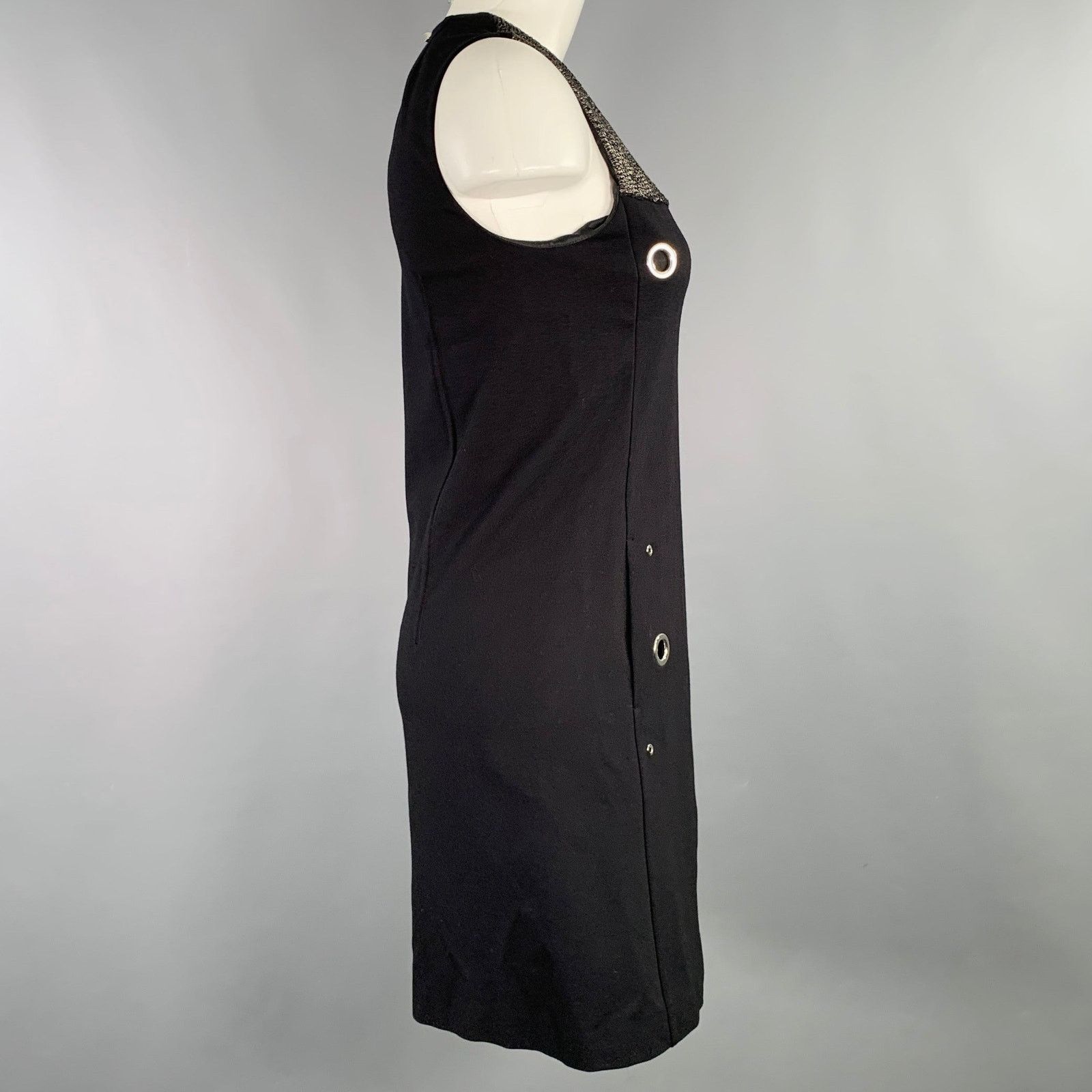 Costume National Size XS Black Silver Viscose Blend Two Tone Shift Dress Size XS / US 0-2 / IT 36-38 - 3 Thumbnail