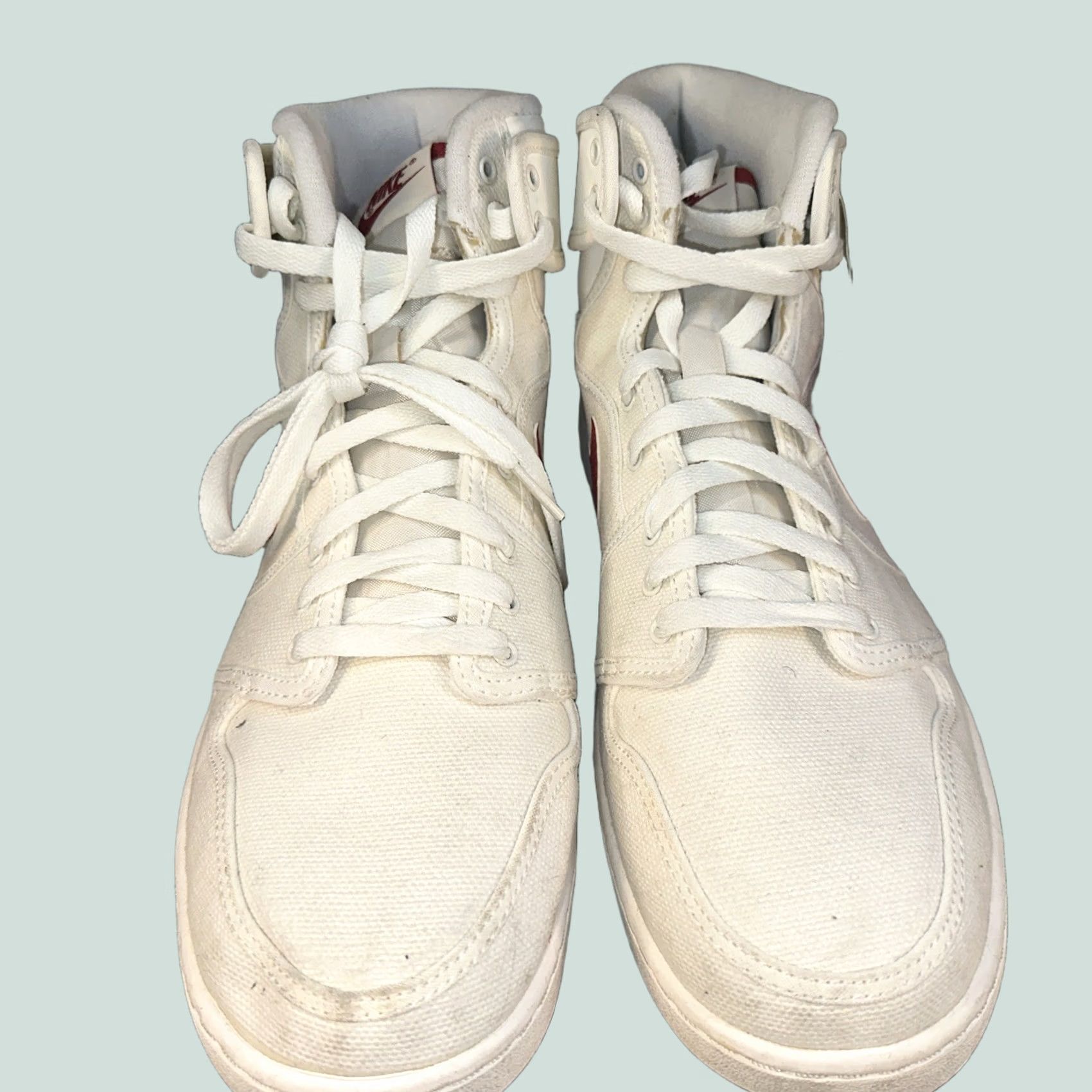 Jordan Brand VINTAGE Jordan AJKO High Top Sneaker Mens 11.5 White Canvas Retro Timeless Scuffing Light Box N/A Size US 12 / EU 45 - 1 Thumbnail