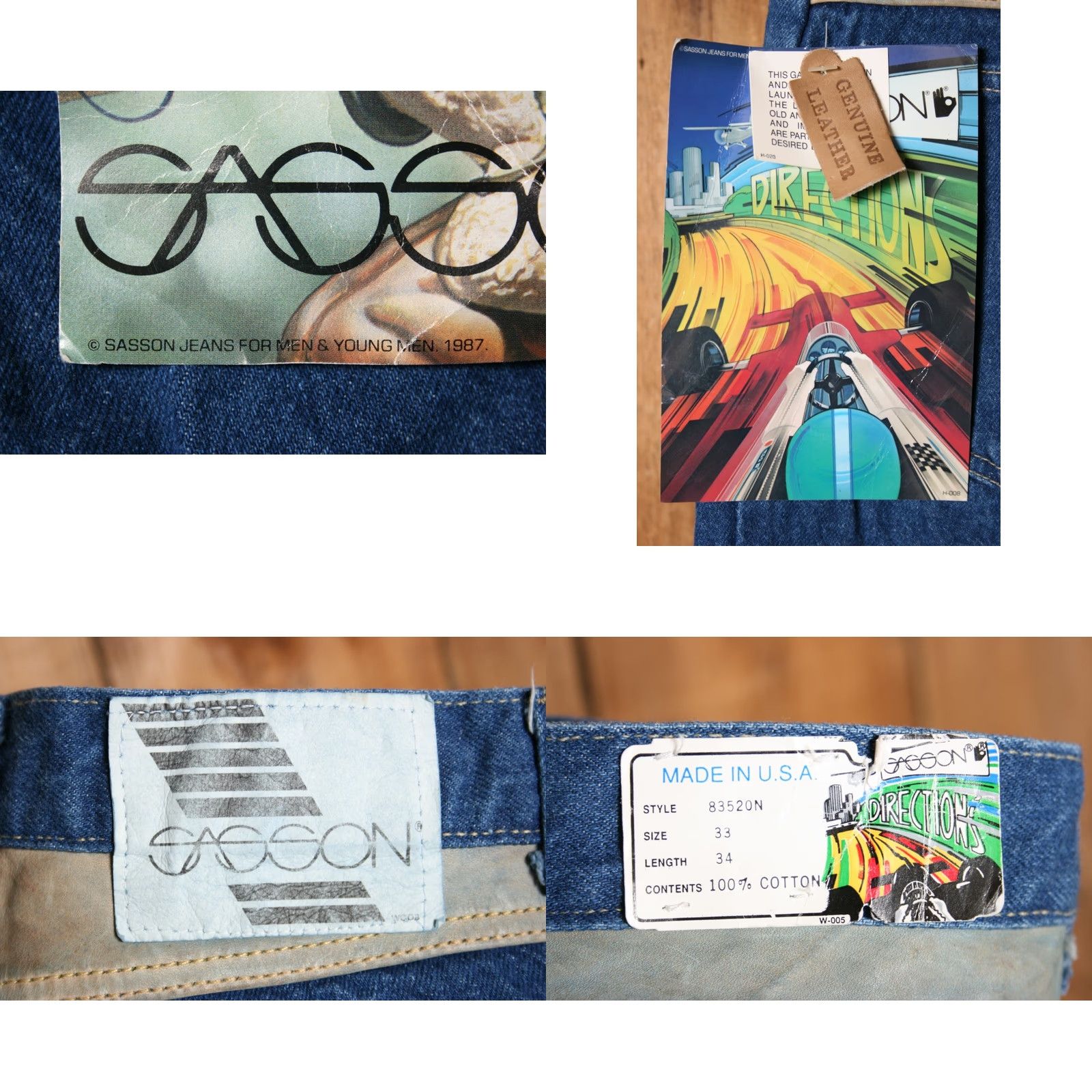 Vintage VINTAGE Sasson Jeans Main Selling Point Leather Trim Sz. 33x34 Blue Denim Cotton Leather 80s Men Leathernecks Tapered Inseam 34 Rise 11.5 Gift? Size US 30 / EU 46 - 8 Thumbnail