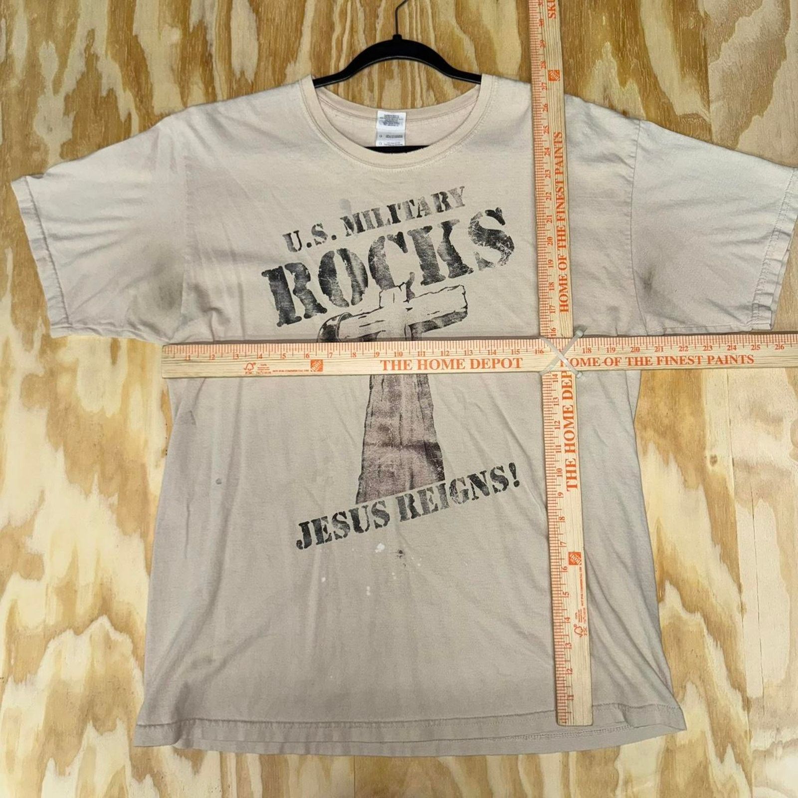 Gildan Vintage y2k us military jesus rocks faded 2000s t-shirt Size US L / EU 52-54 / 3 - 3 Thumbnail