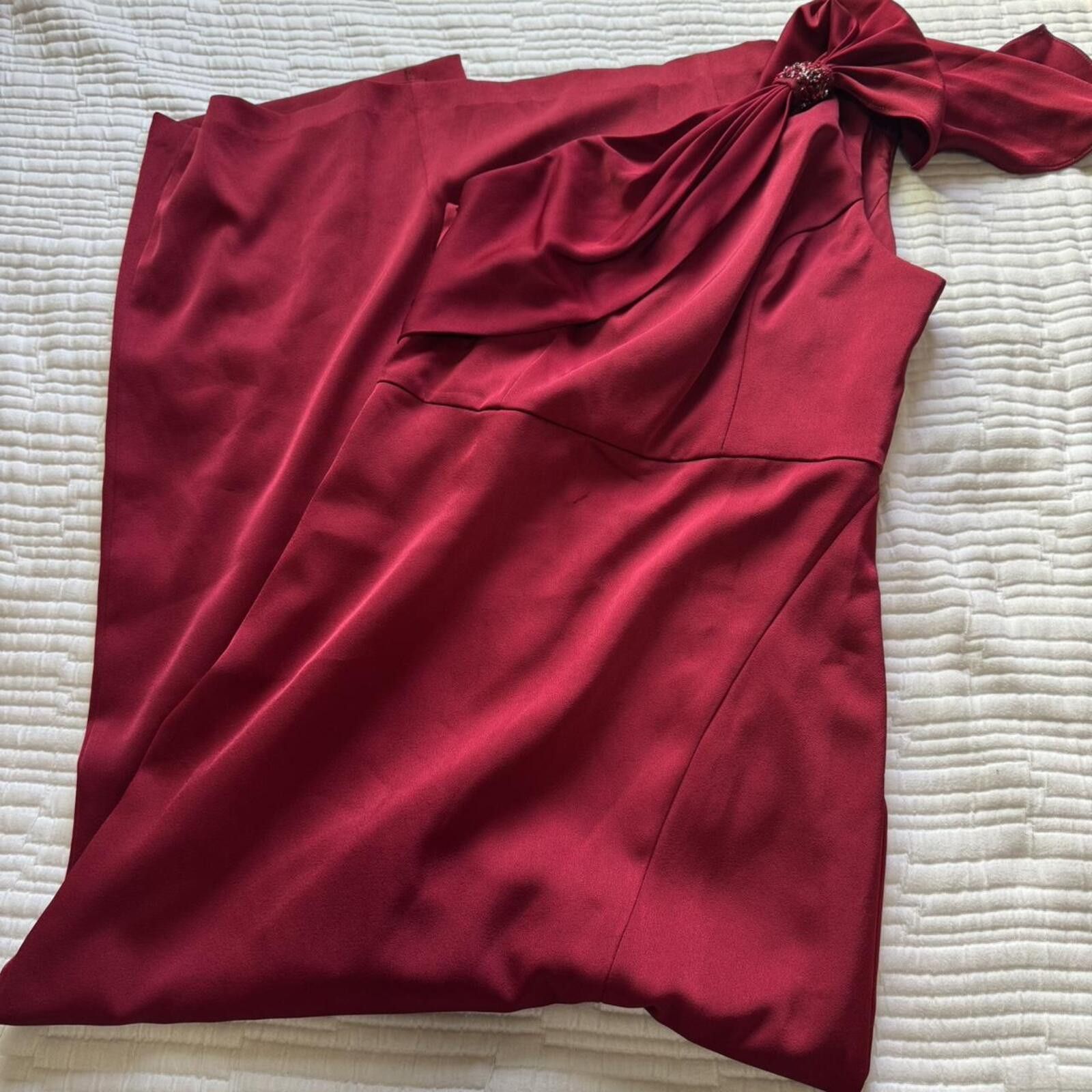 Other Aidan Mattox - Satin One-Shoulder Column Gown Size S / US 4 / IT 40 - 5 Thumbnail