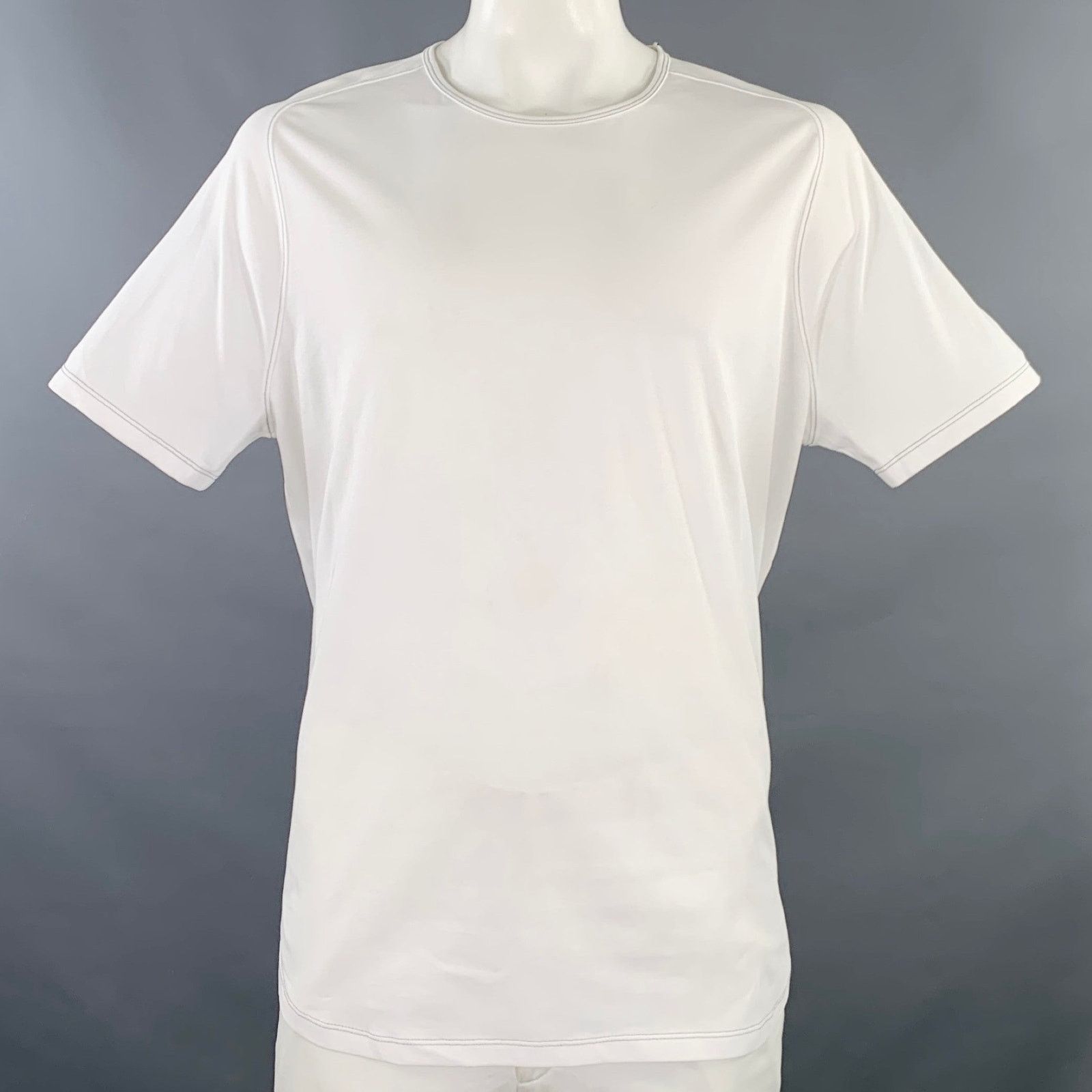 John Varvatos JOHN VARVATOS White Contrast Stitch Cotton Blend T-shirt Size US XXL / EU 58 / 5 - 1 Thumbnail