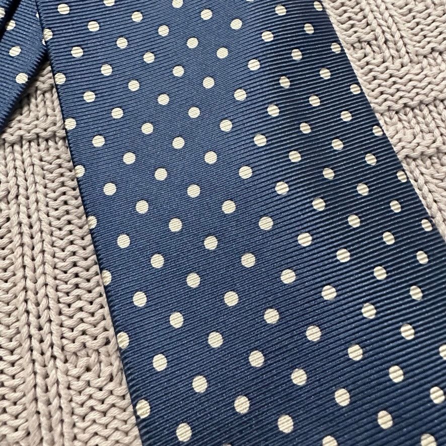 Paul Fredrick Paul Fredrick navy and cream polka dot Italian silk tie Size ONE SIZE - 2 Thumbnail