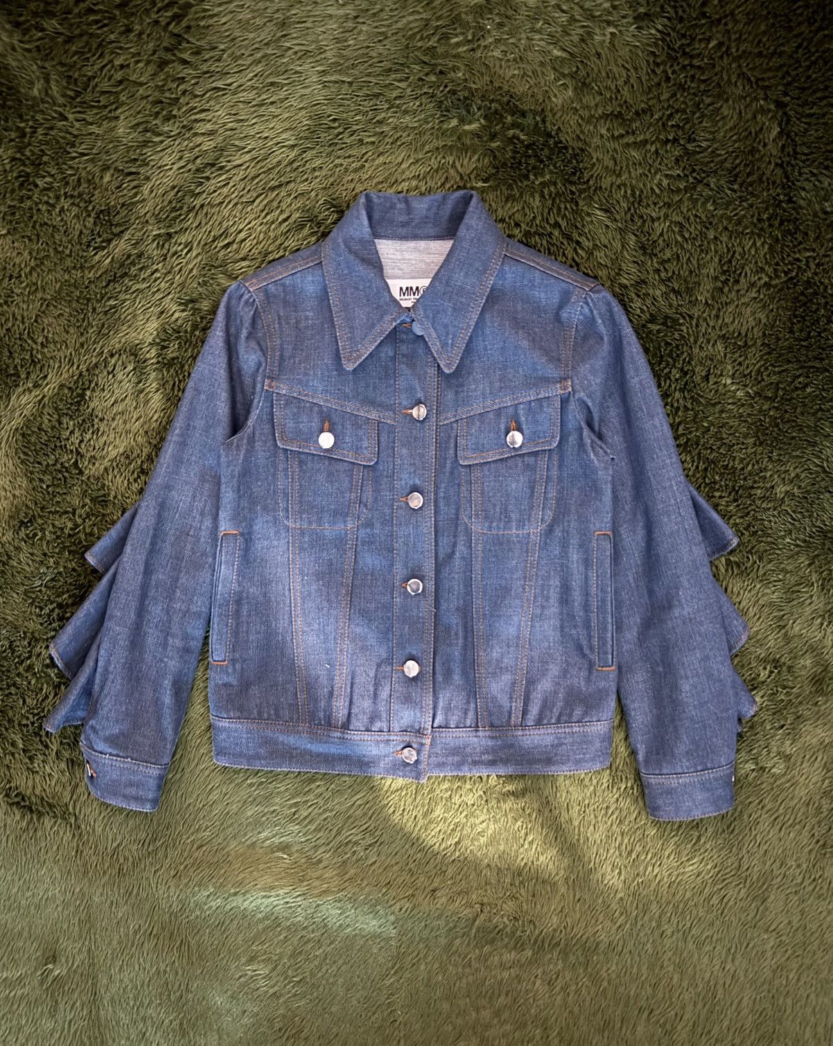 MM6 [36] MM6 Maison Margiela Made in Italy Ruffle Denim Jacket Size S / US 4 / IT 40 - 1 Thumbnail