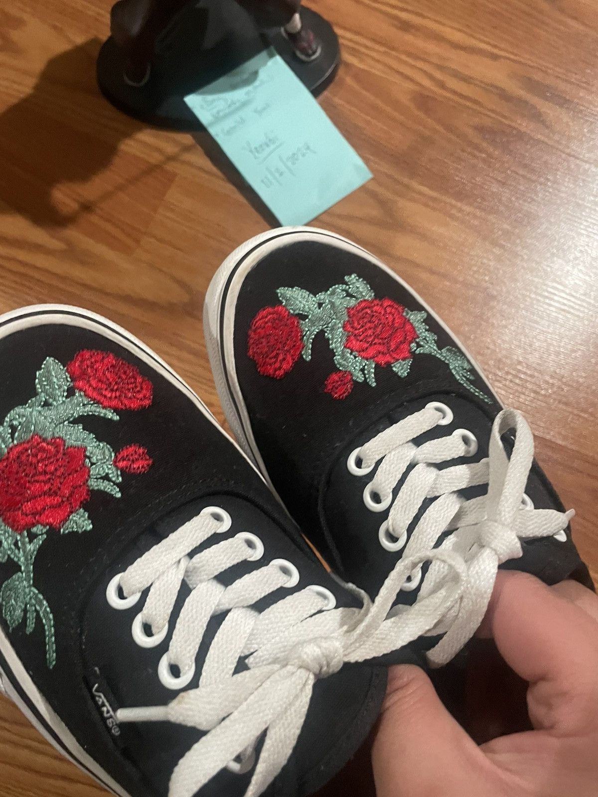 Vans Vans Authentic ‘Red Rose Thorns’ Embroidered - Size 8.5 Mens Size US 8.5 / EU 41-42 - 17 Thumbnail