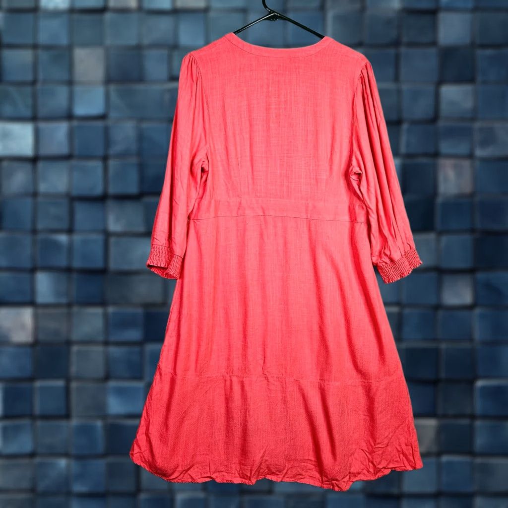 J. Jill J Jill Womens M Coral Button Front Tunic Flowy 3/4 Sleeve Dress Size M / US 6-8 / IT 42-44 - 1 Thumbnail