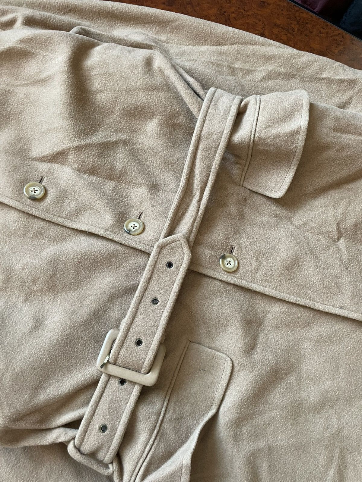 Vintage Double Breasted beige wool coat jacket trench desert old lux Size US M / EU 48-50 / 2 - 8 Thumbnail