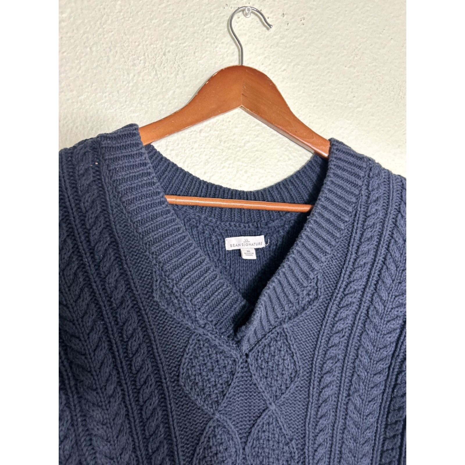 Vintage VINTAGE L.L. Bean Fisherman Sweater Blue M V-Neck Pullover Knit Flaw 505131 Size M / US 6-8 / IT 42-44 - 3 Thumbnail