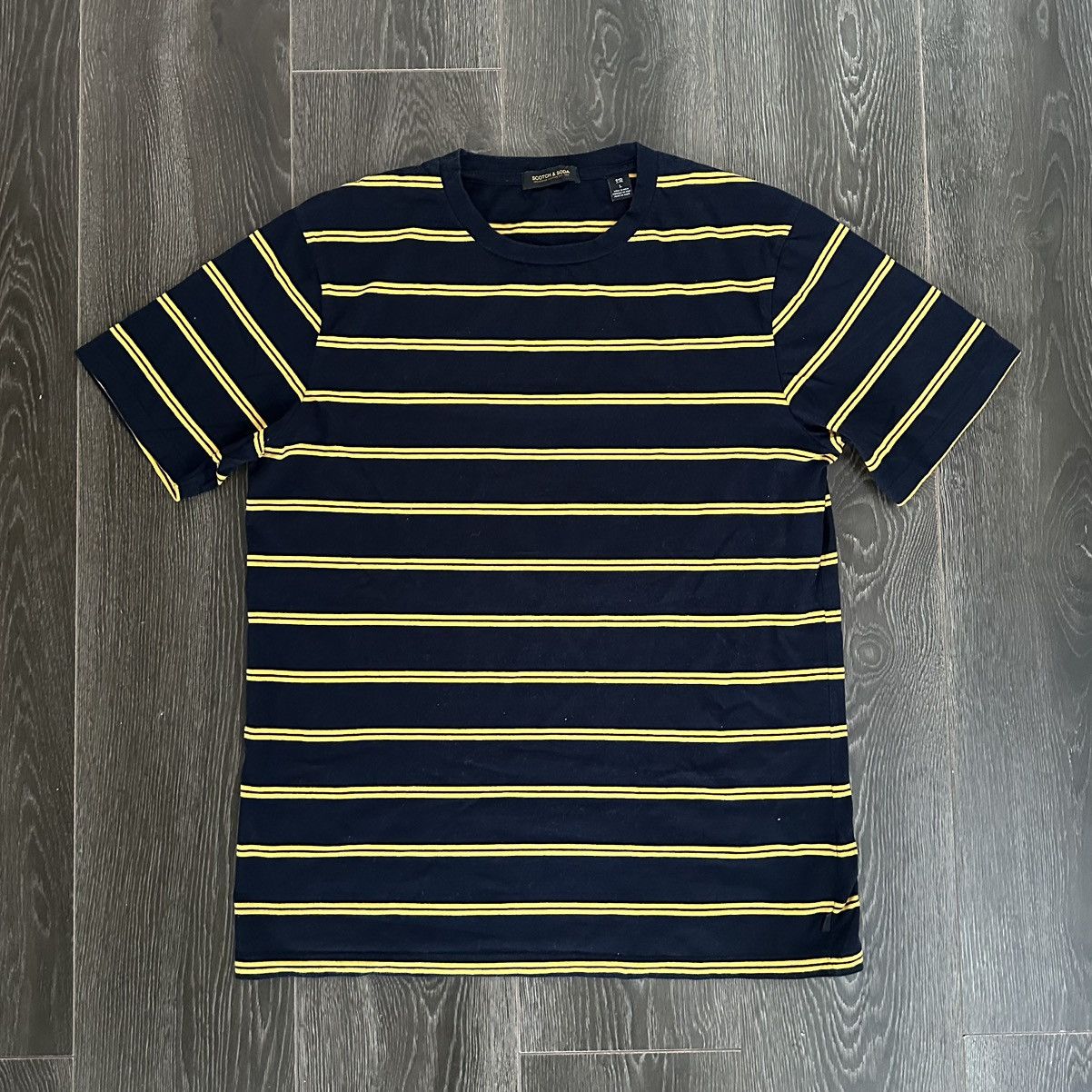 Scotch & Soda Scotch & Soda Black and Yellow Striped Tshirt Size L Size US L / EU 52-54 / 3 - 1 Thumbnail