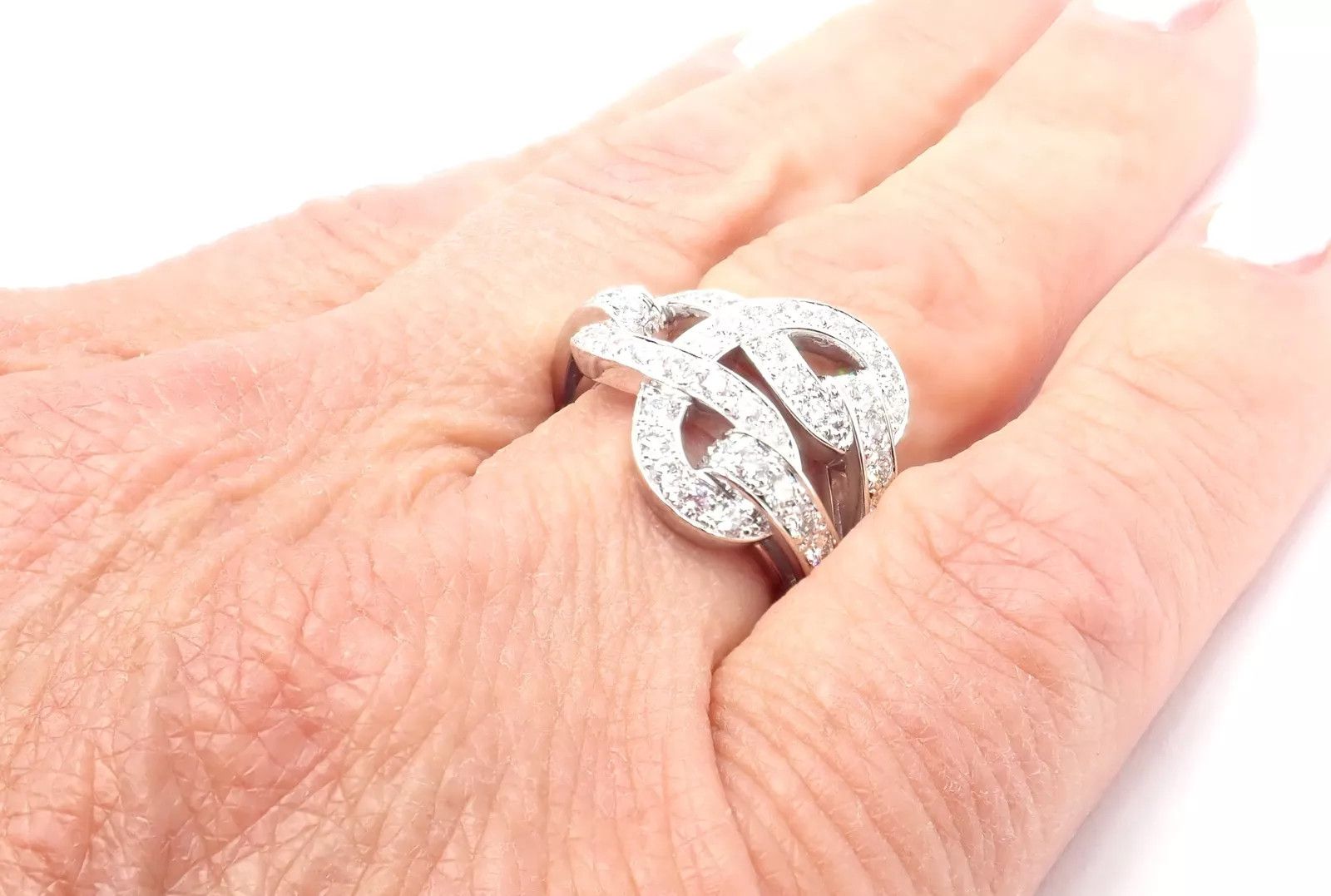 Cartier Cartier Agrafe 18k White Gold Diamond Band Ring Size ONE SIZE - 8 Thumbnail