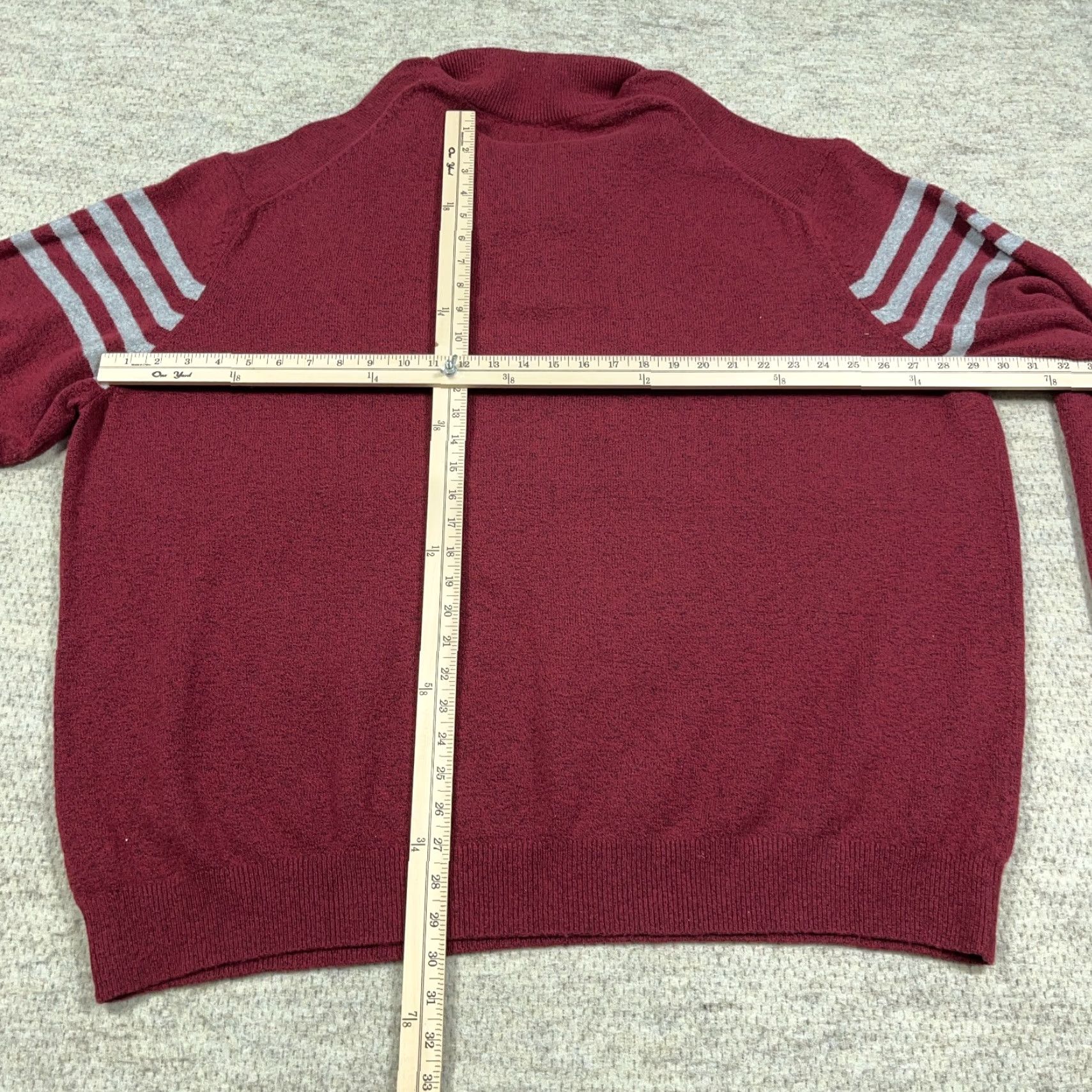 Izod IZOD Sweater Men 4XB Velvet Maroon Gray Pullover Quarter Zip Knit Stripes NEW Size US XXL / EU 58 / 5 - 7 Thumbnail
