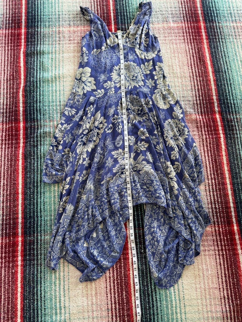 Vintage Women's Nostalgia Blue & White Floral Asymmetrical Rayon Wra Size M / US 6-8 / IT 42-44 - 6 Thumbnail