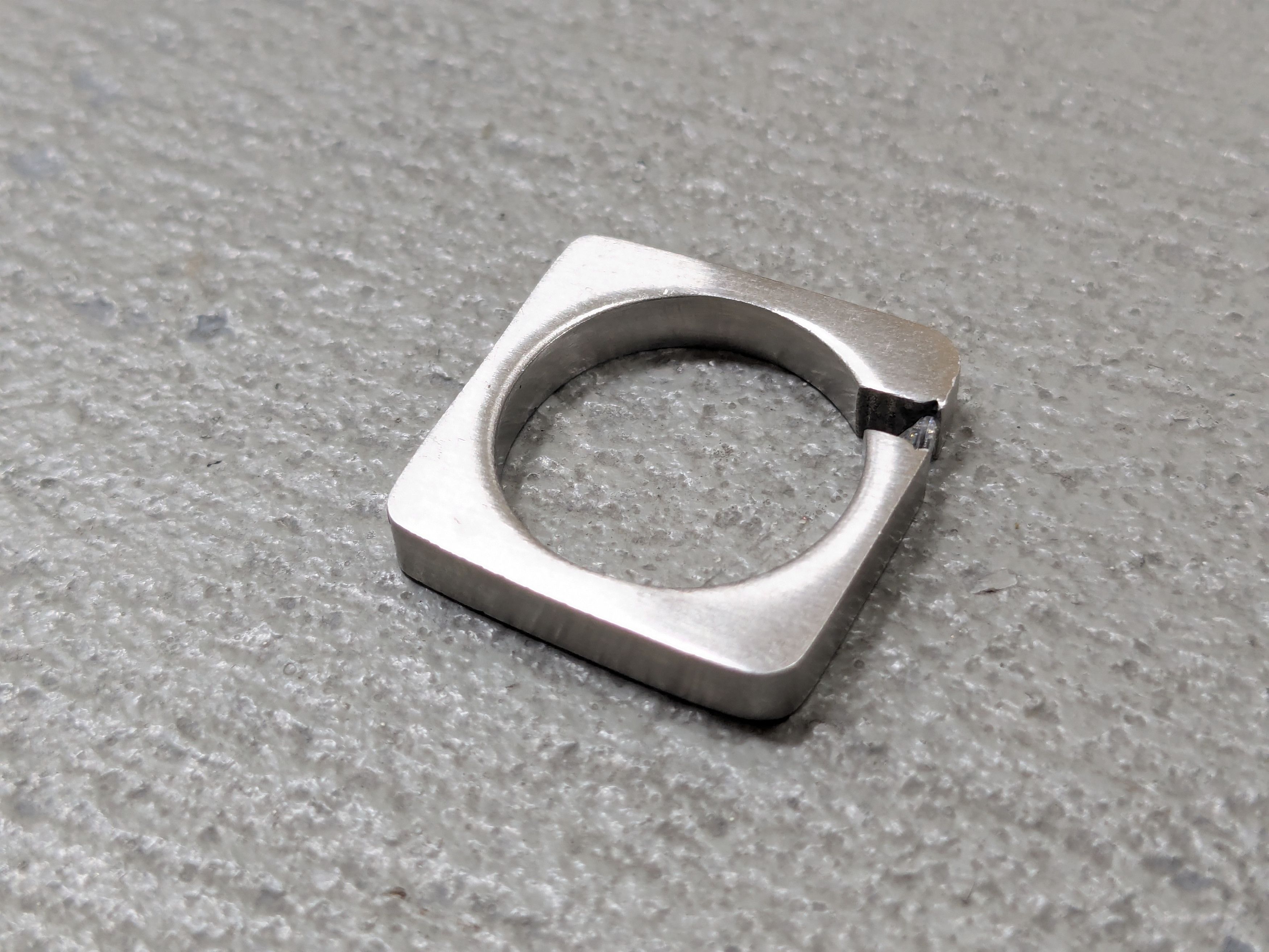 Vintage Vintage Stainless Steel Ring CZ Square Modern Abstract Size ONE SIZE - 6 Thumbnail