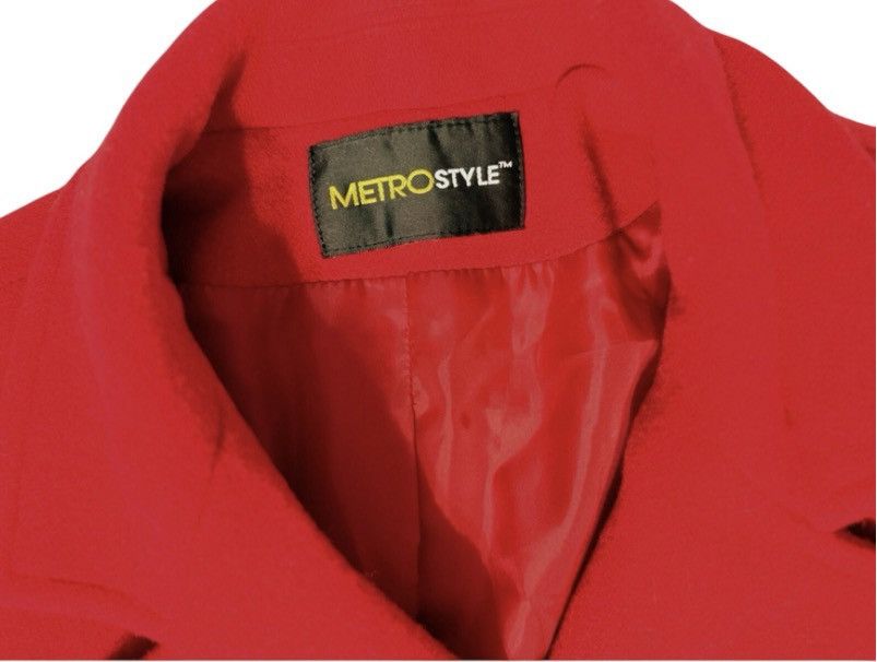 Other MetroStyle Red Wool-Blend Double Breasted Coat – Women’s Med Size M / US 6-8 / IT 42-44 - 3 Thumbnail