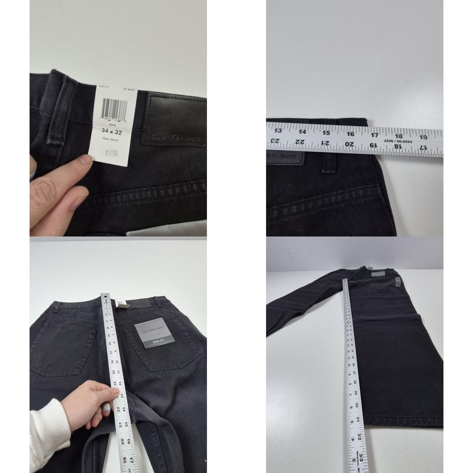Vintage Calvin Klein Jeans Jeans Mens 34x32 Black High Rise Tapered Leg Denim Easy Fit Size US 34 / EU 50 - 8 Thumbnail