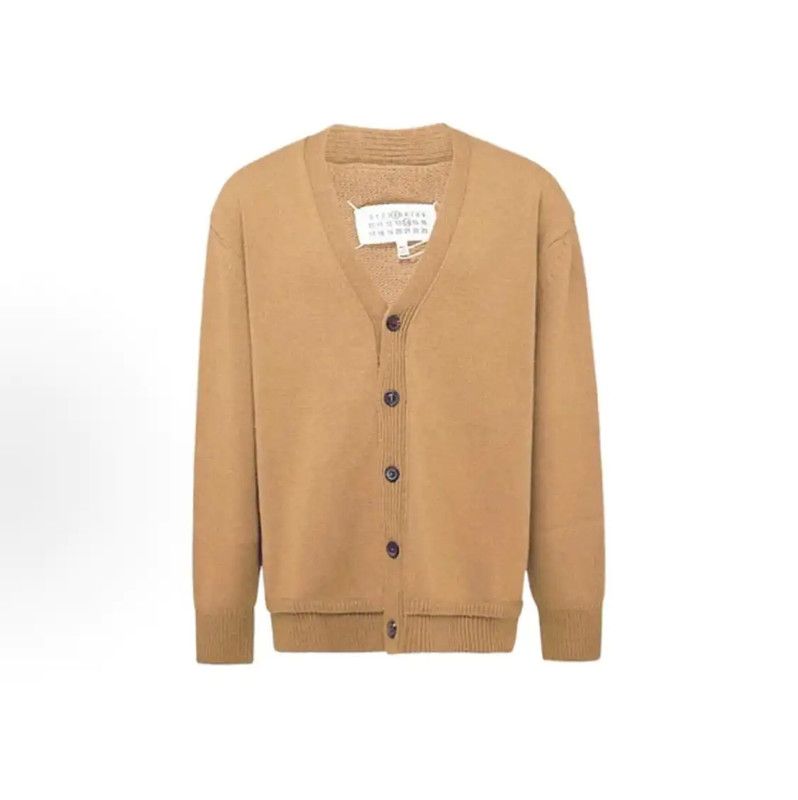 Maison Margiela Maison Margiela Khaki Shearling Cardigan for Women 0089 Size L / US 10 / IT 46 - 1 Thumbnail