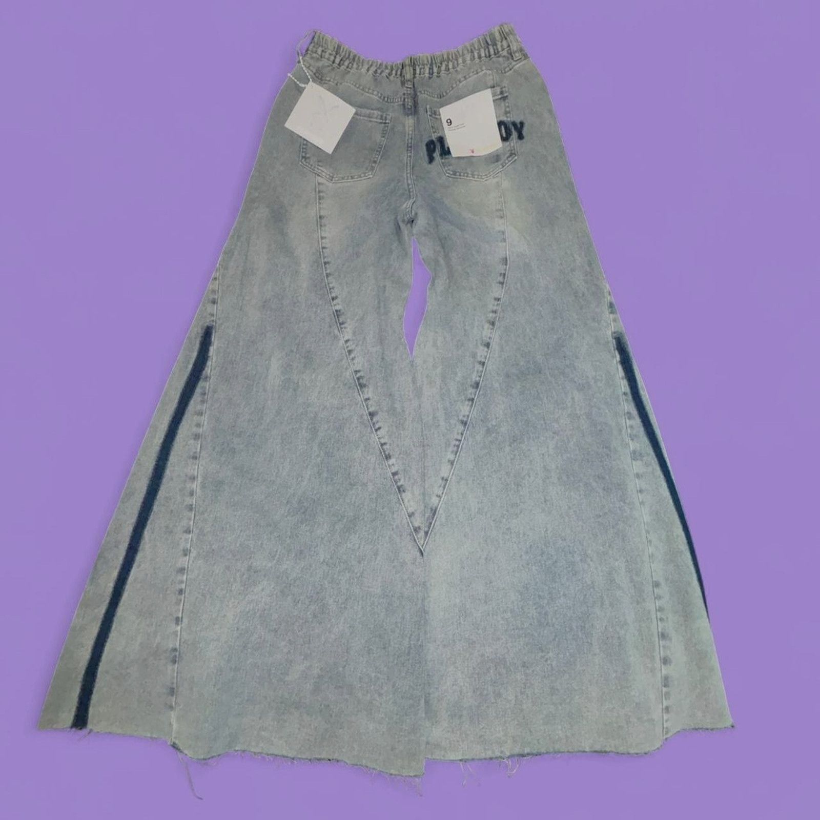 Playboy PLAYBOY SUPER FLARE BAGGY ELASTIC BACK BUNNY LOGO DENIM JEAN Size 28" / US 6 / IT 42 - 2 Thumbnail