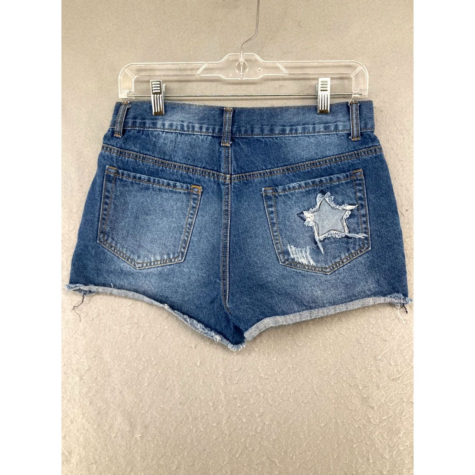 Vintage Altar'd State Womens Shorts 28 Denim Stretch Distressed Raw Hem Star Pocket Size 28" / US 6 / IT 42 - 7 Thumbnail