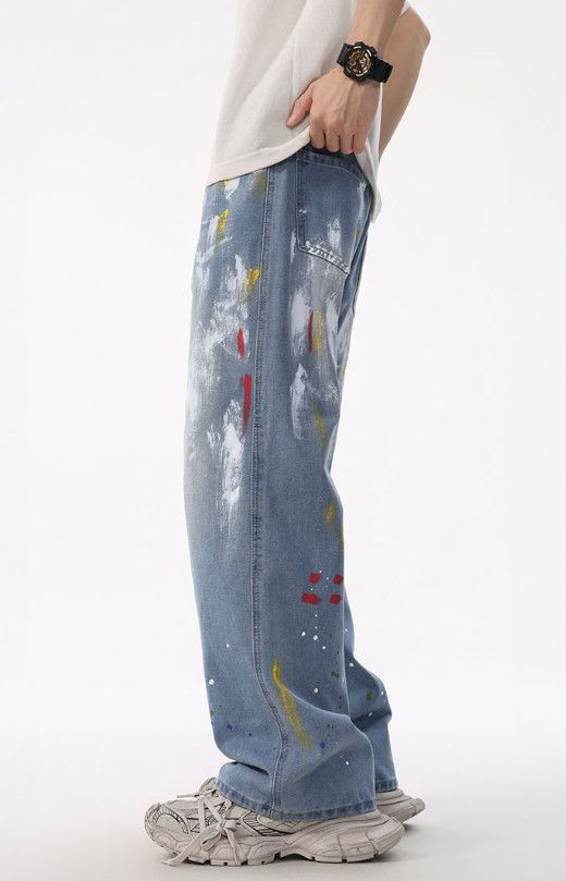 Japanese Brand American high-street splatter paint baggy wide-leg jeans Size US 32 / EU 48 - 3 Thumbnail