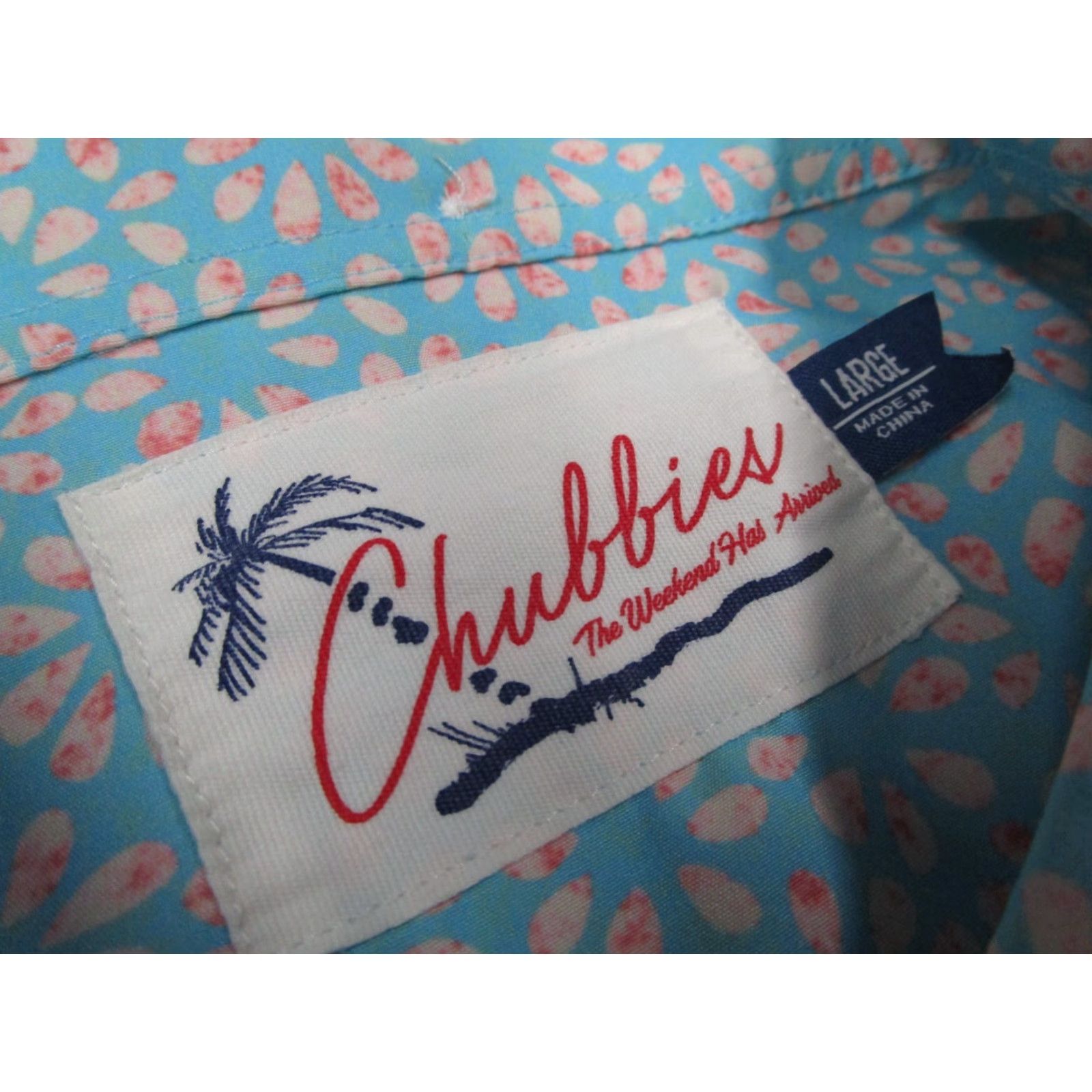 Chubbies Chubbies Shirt Men L Blue Floral Short Sleeve Button-Up Performance Pocket Shirt - 70s 80s 90s Beach Bohemian Tropical - Reg Mens Size US L / EU 52-54 / 3 - 3 Thumbnail