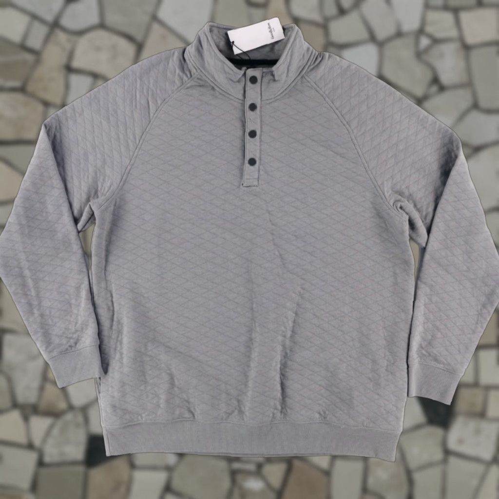 Vintage Goodfellow & Co Quilted Snap Pullover Fleece Sweater Gray Men's XL Shirt Size US XL / EU 56 / 4 - 1 Thumbnail