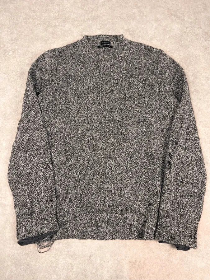 Diesel 2000s Diesel Destroyed Grey Wool Sweater Size US M / EU 48-50 / 2 - 1 Thumbnail